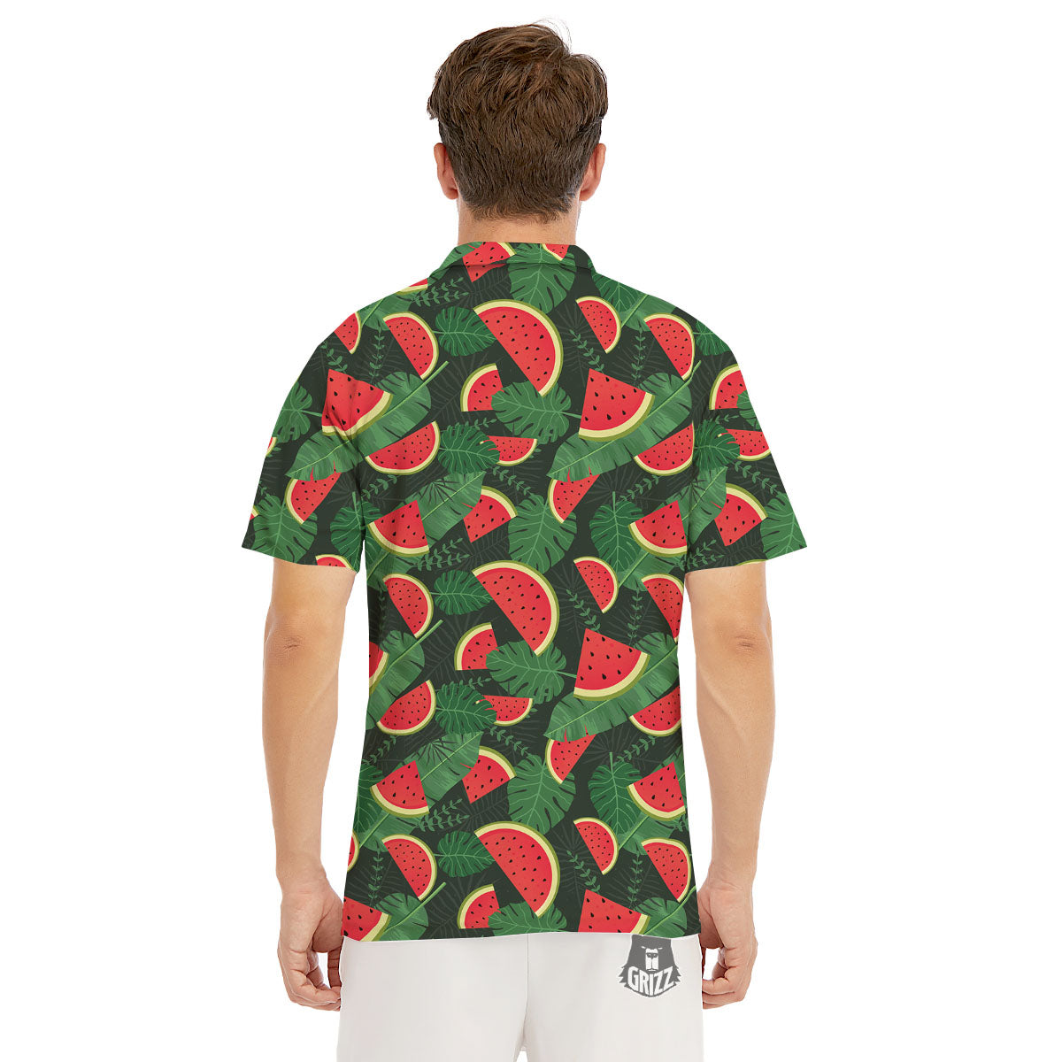 Pieces Leaf Watermelon Print Pattern Men's Golf Shirts-grizzshop