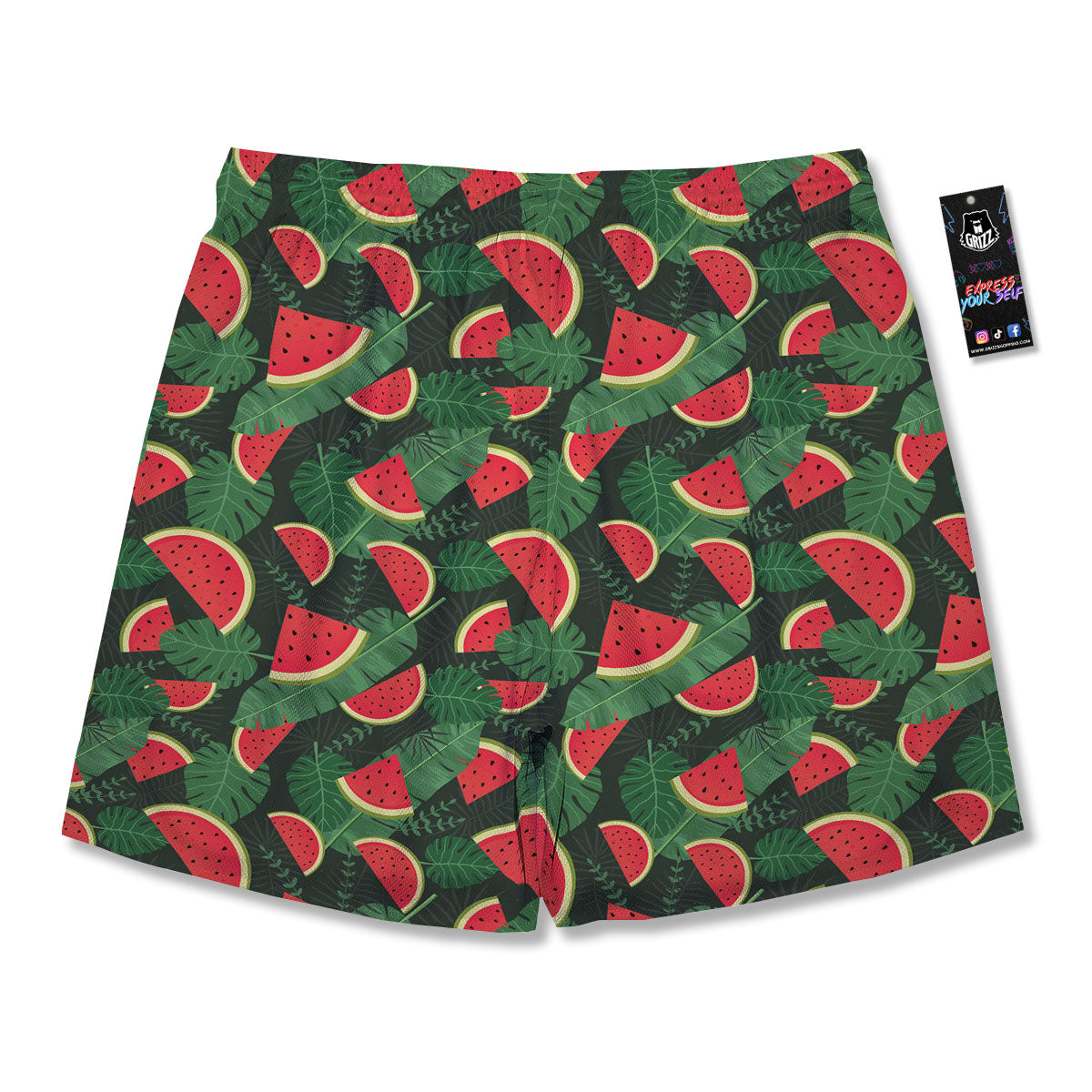 Pieces Leaf Watermelon Print Pattern Men's Running Shorts-grizzshop