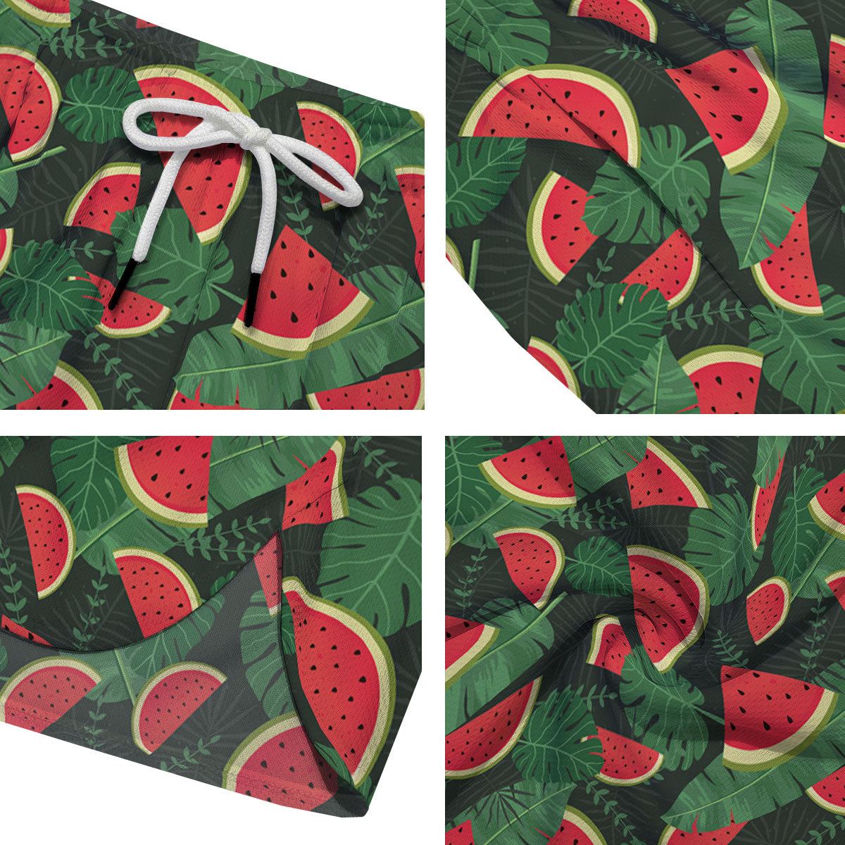 Pieces Leaf Watermelon Print Pattern Men's Running Shorts-grizzshop