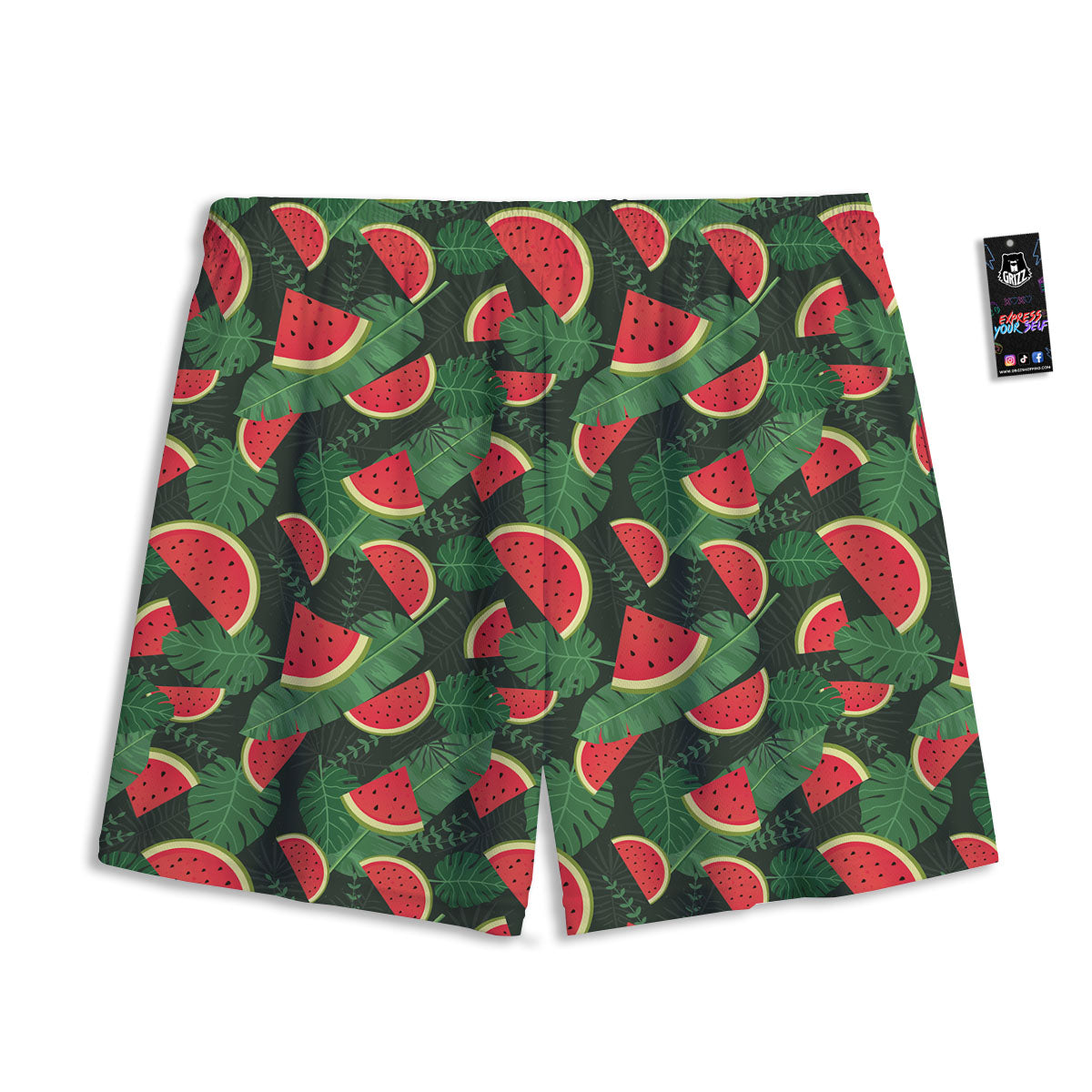 Pieces Leaf Watermelon Print Pattern Mesh Shorts