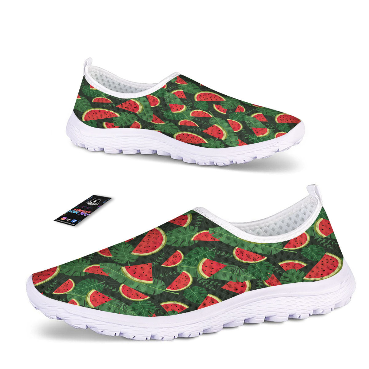 Pieces Leaf Watermelon Print Pattern Nurse Shoes-grizzshop