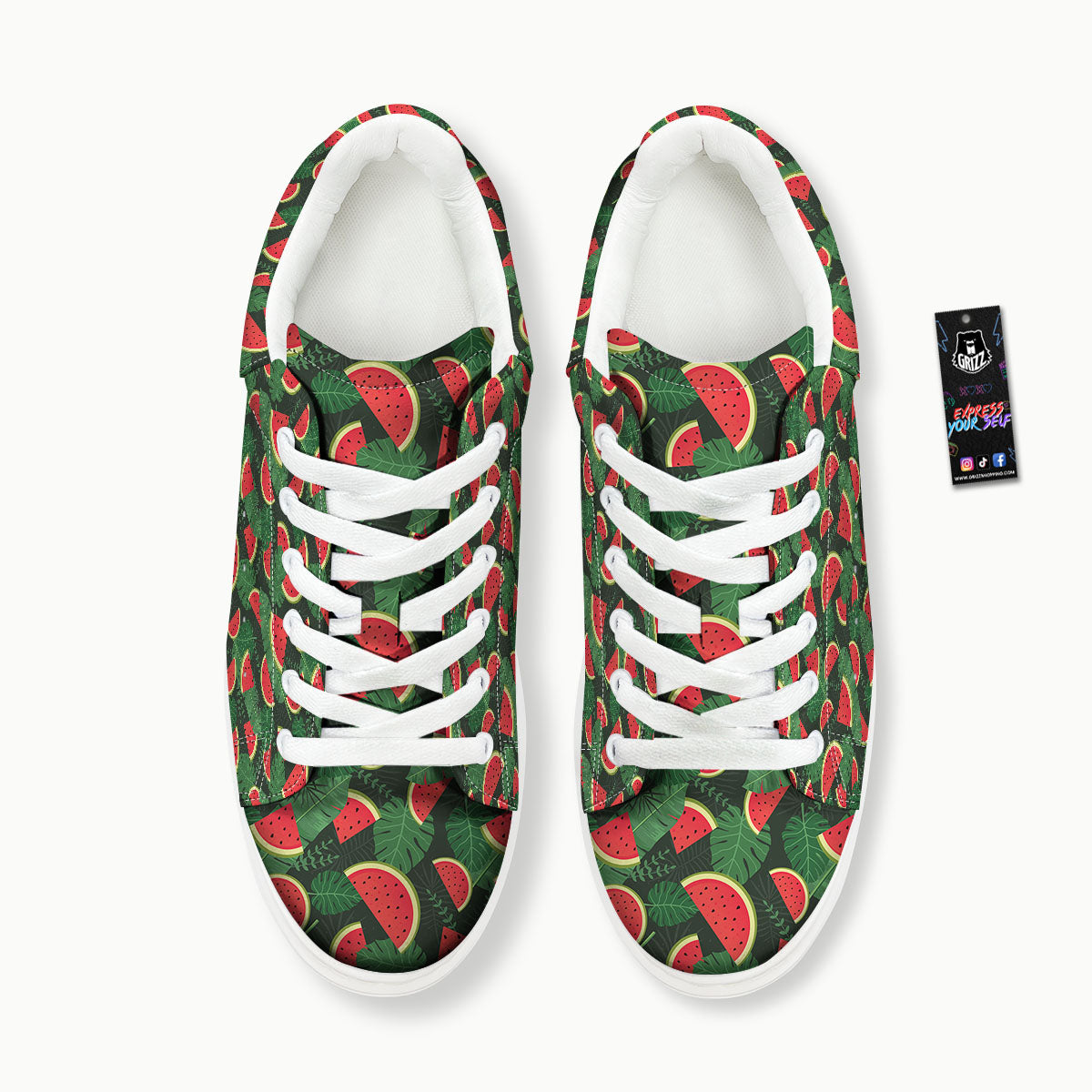 Pieces Leaf Watermelon Print Pattern Platform Shoes-grizzshop
