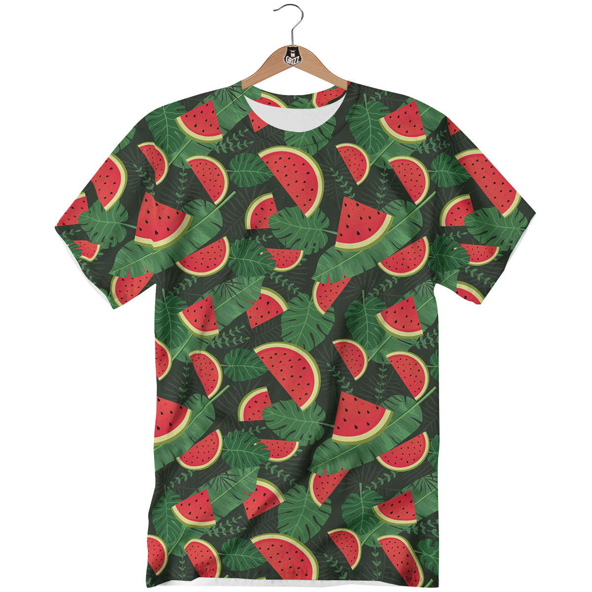 Pieces Leaf Watermelon Print Pattern T-Shirt-grizzshop