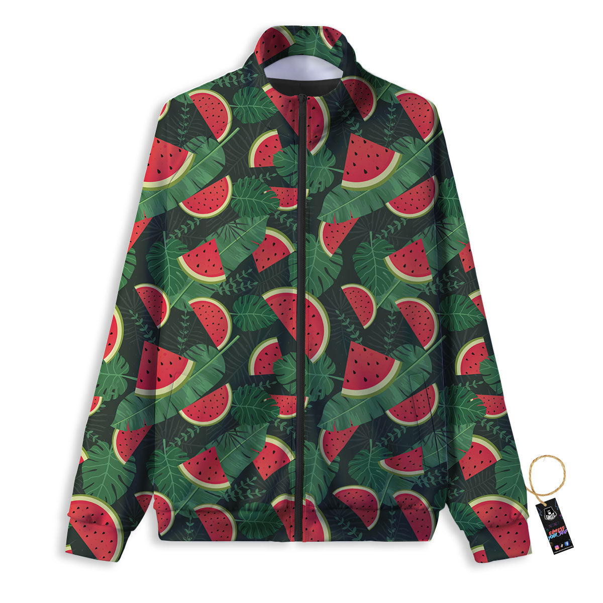 Pieces Leaf Watermelon Print Pattern Track Jacket-grizzshop