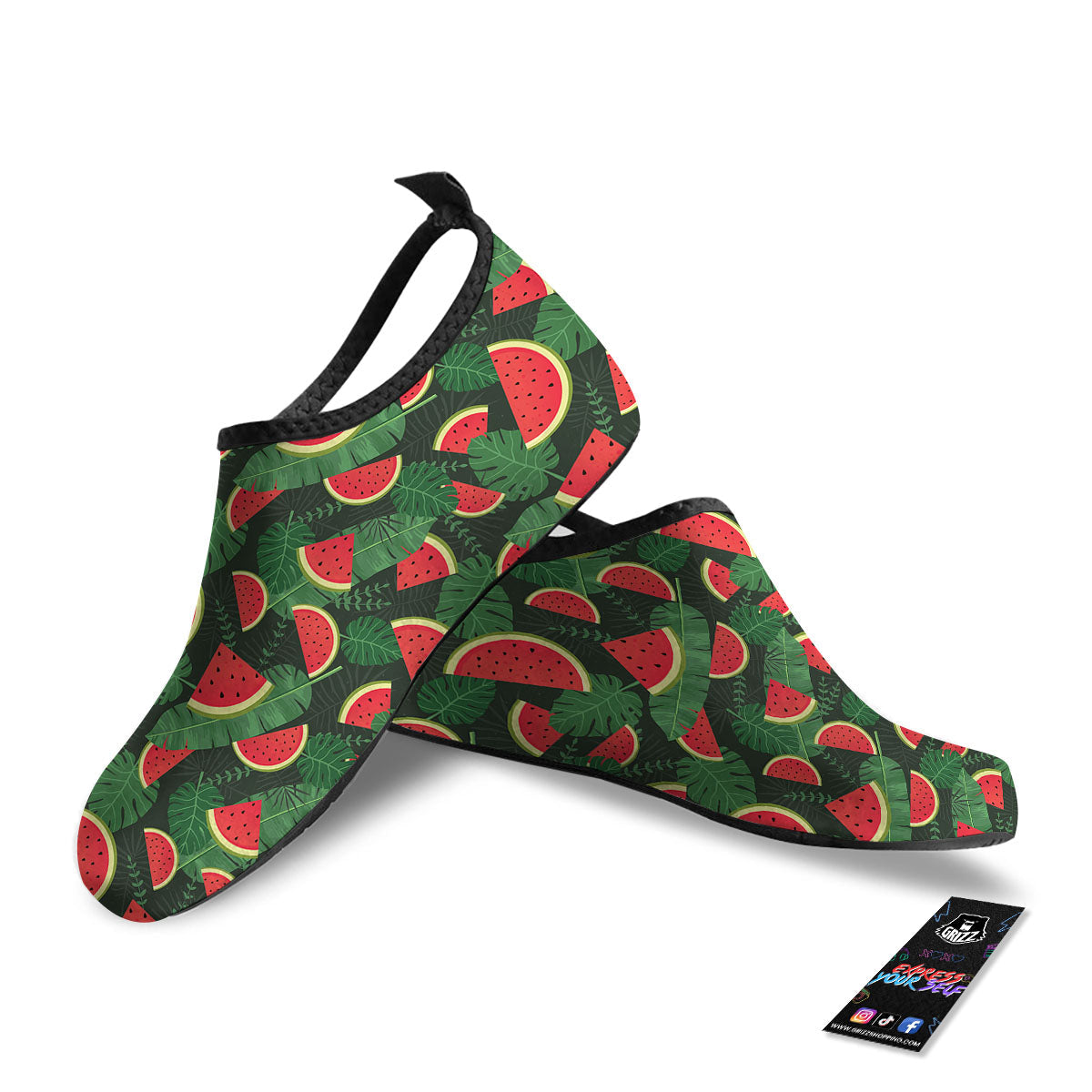 Pieces Leaf Watermelon Print Pattern Water Shoes-grizzshop
