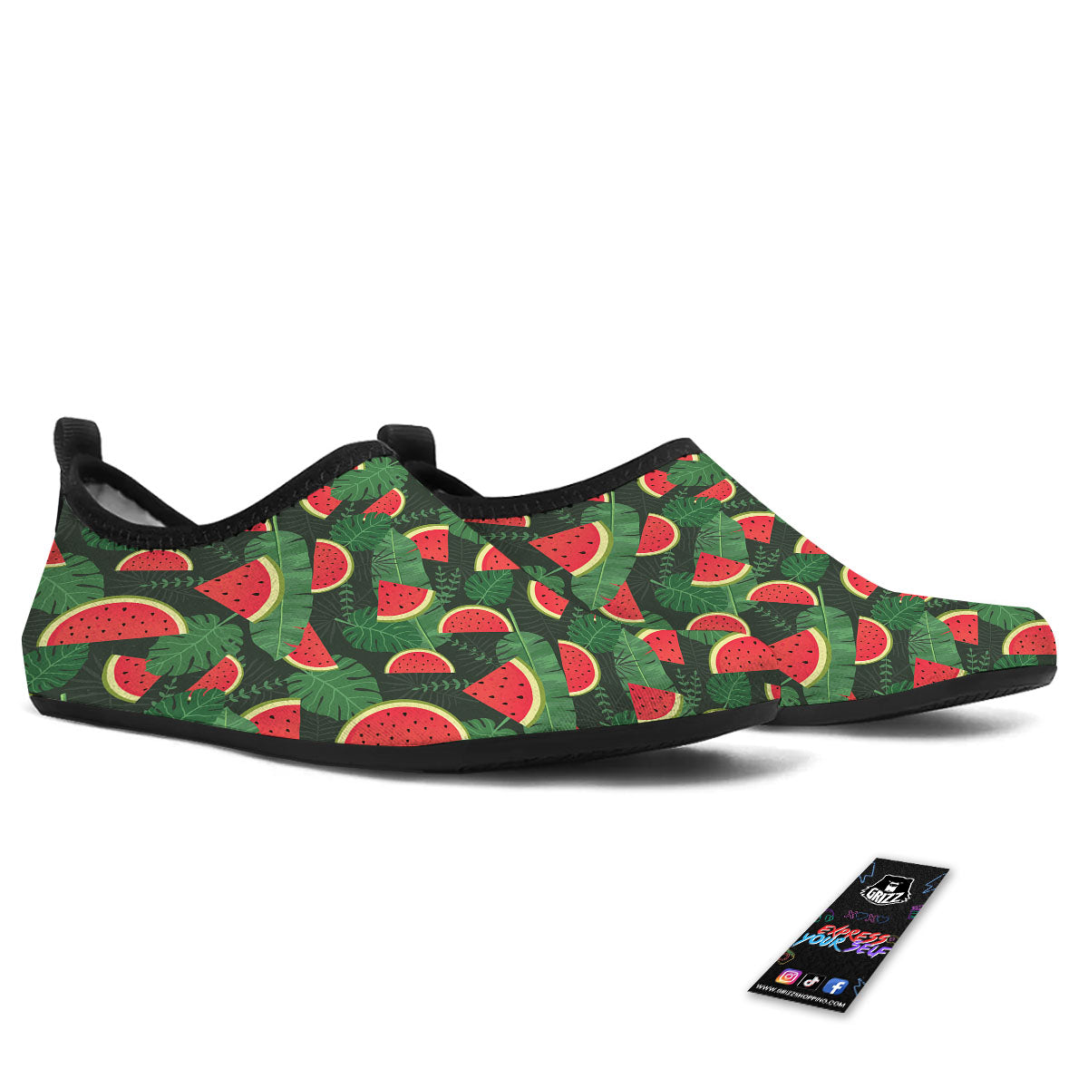 Pieces Leaf Watermelon Print Pattern Water Shoes-grizzshop