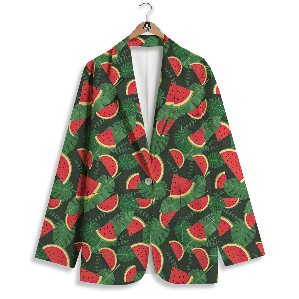 Pieces Leaf Watermelon Print Pattern Women's Blazer-grizzshop