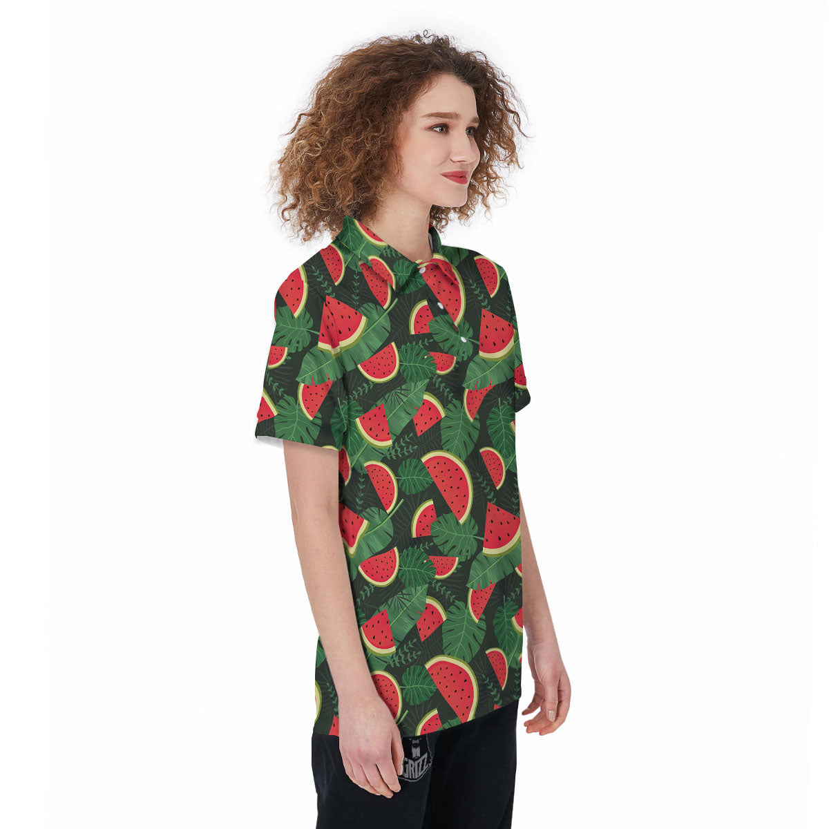 Pieces Leaf Watermelon Print Pattern Women's Golf Shirts-grizzshop