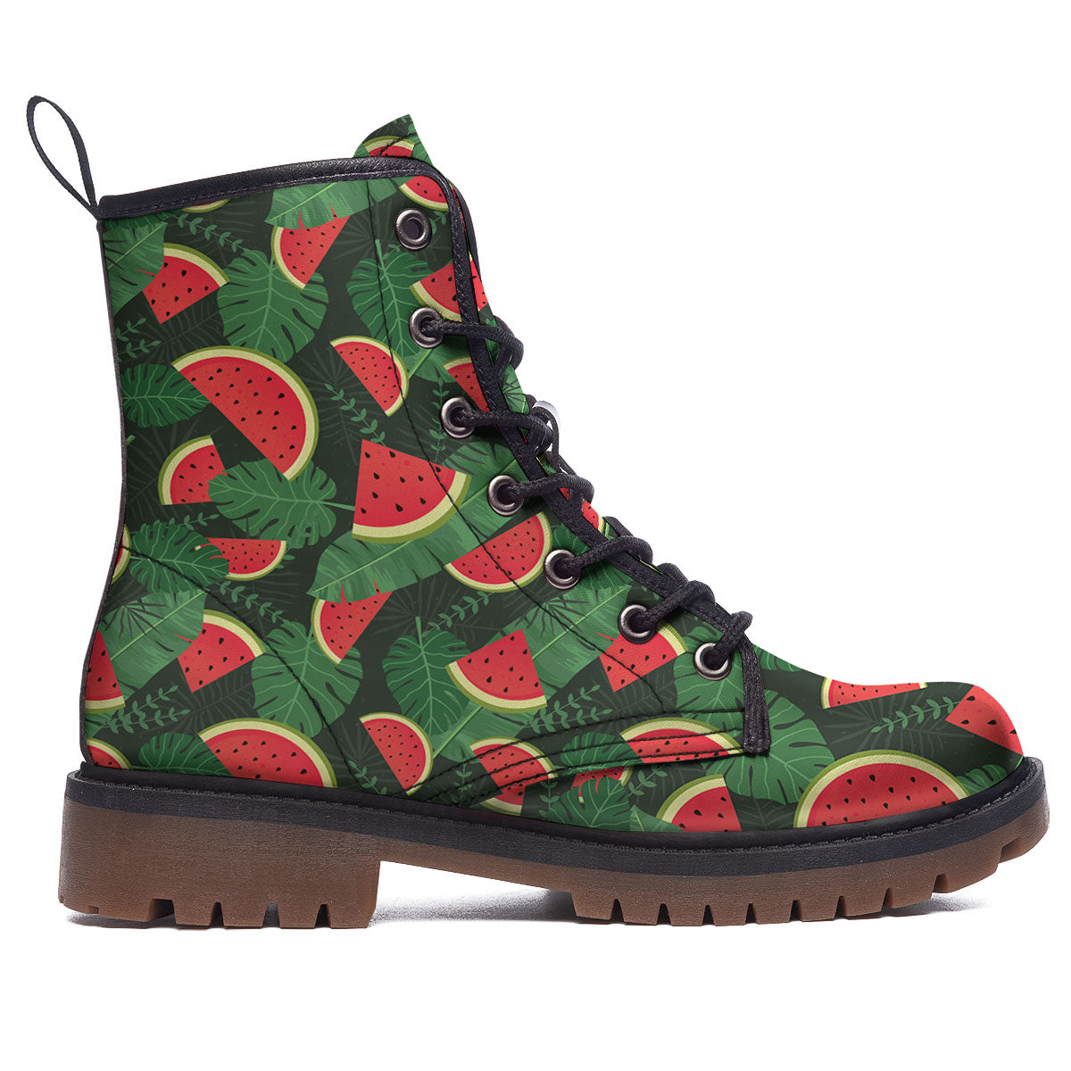 Pieces Leaf Watermelon Print Pattern Work Boots-grizzshop