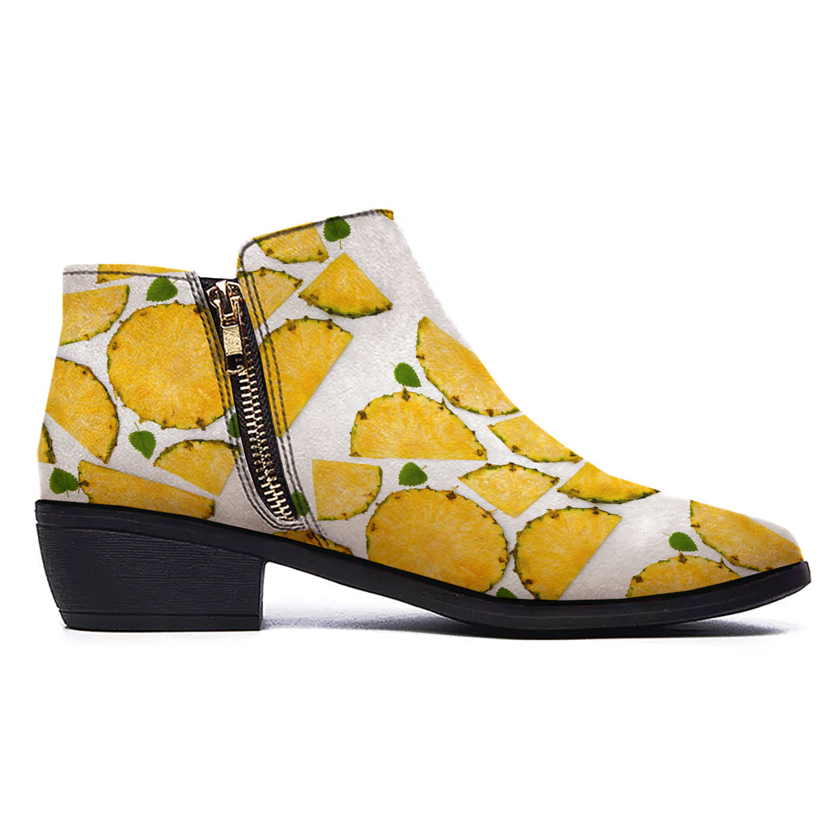 Pieces Pineapple Yellow Print Pattern Ankle Boots-grizzshop