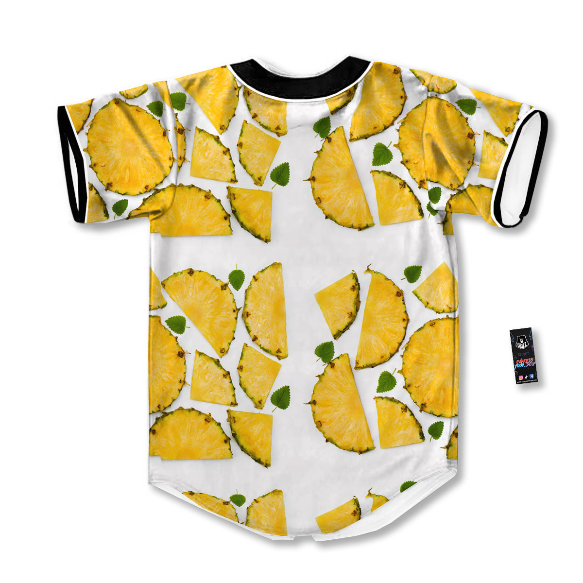 Pieces Pineapple Yellow Print Pattern Baseball Jersey-grizzshop
