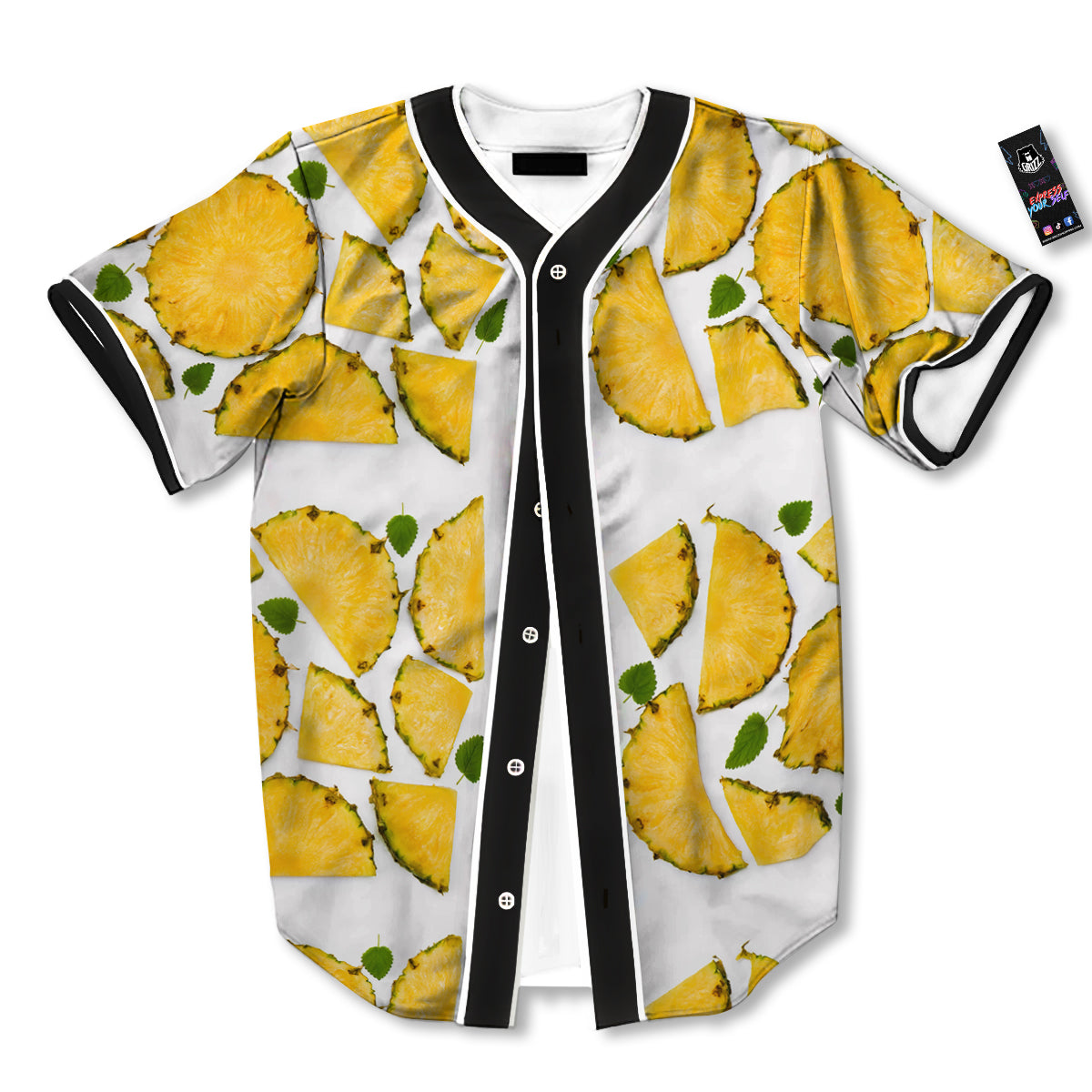 Pieces Pineapple Yellow Print Pattern Baseball Jersey-grizzshop