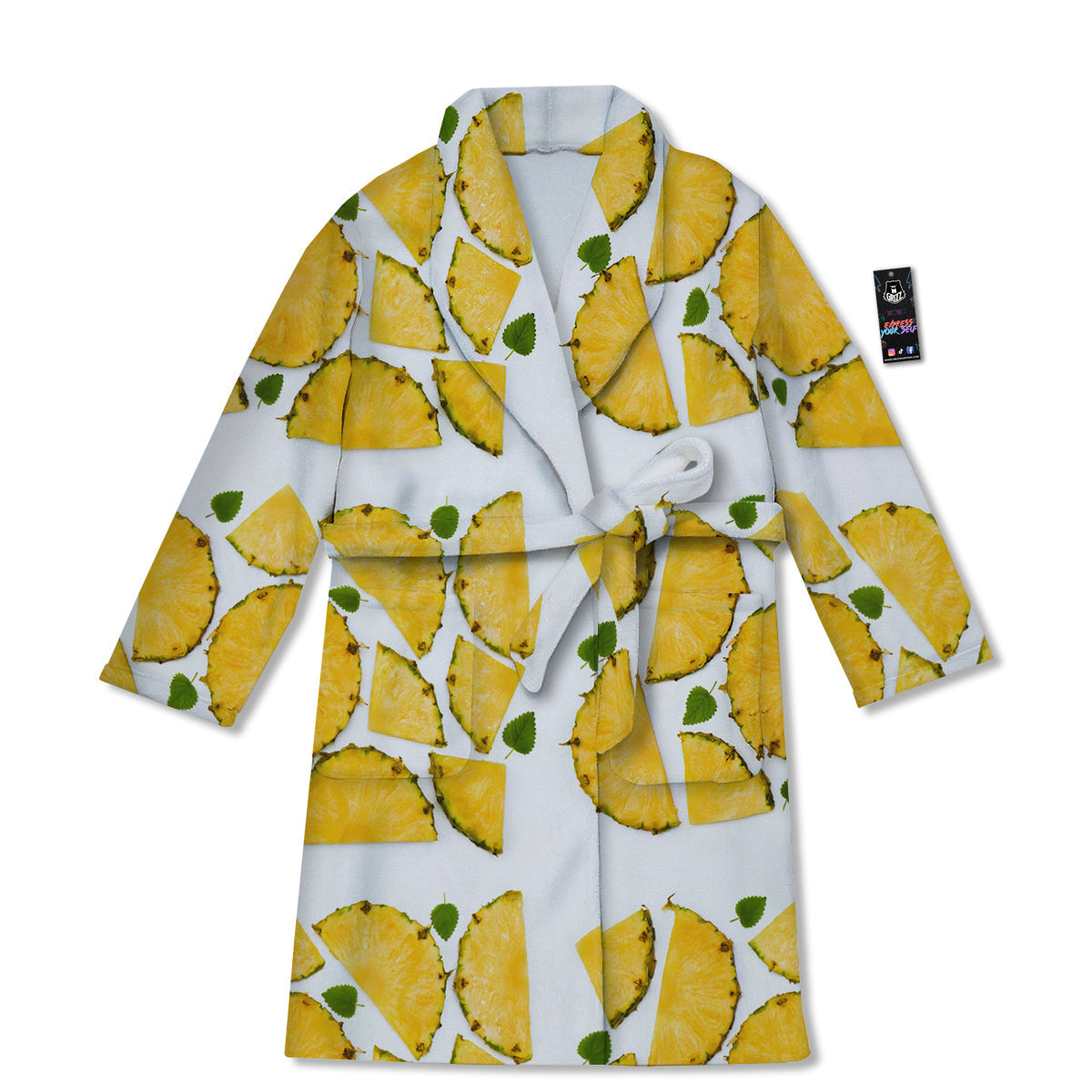 Pieces Pineapple Yellow Print Pattern Bathrobe-grizzshop