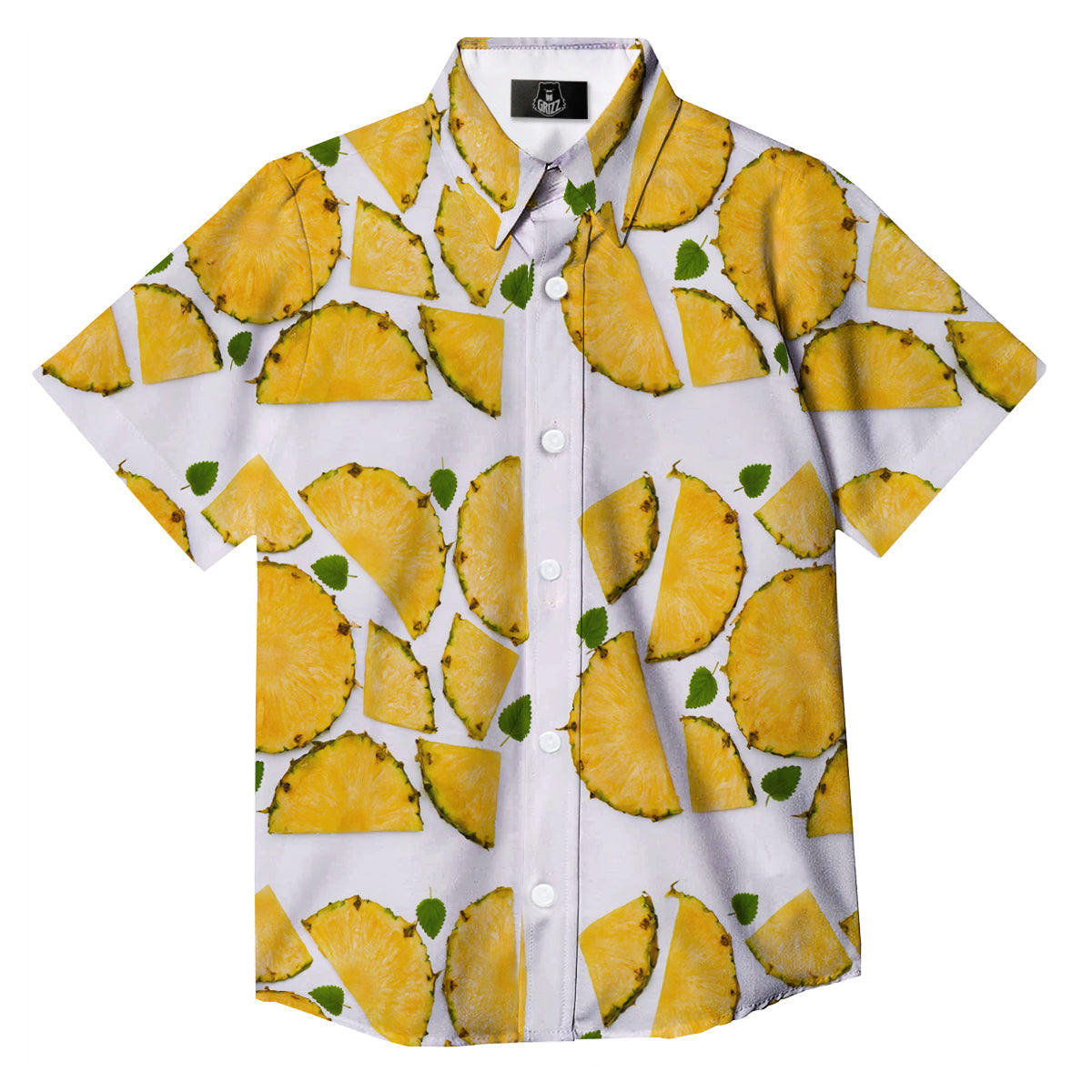 Pieces Pineapple Yellow Print Pattern Button Up Shirt-grizzshop