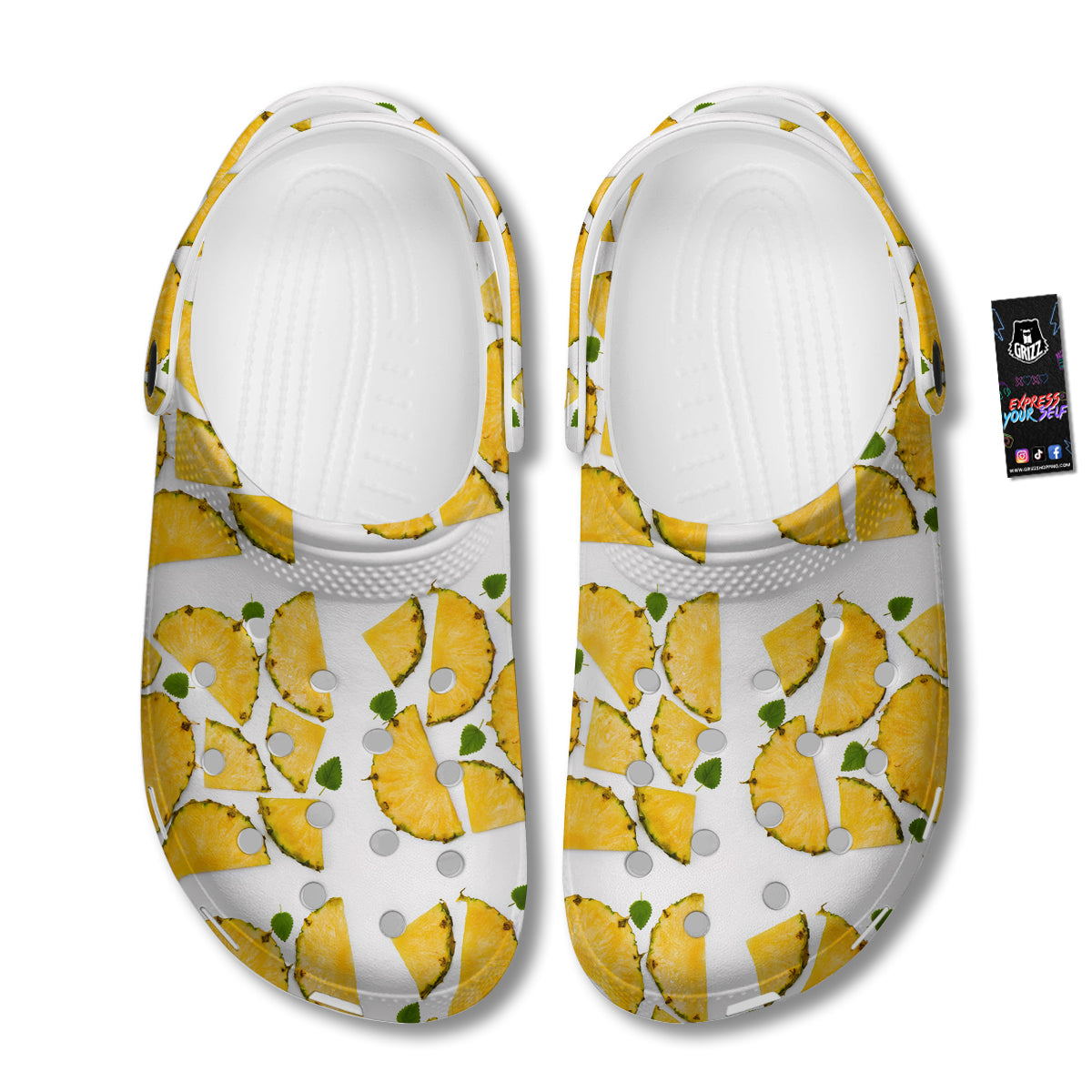 Pieces Pineapple Yellow Print Pattern Clog-grizzshop