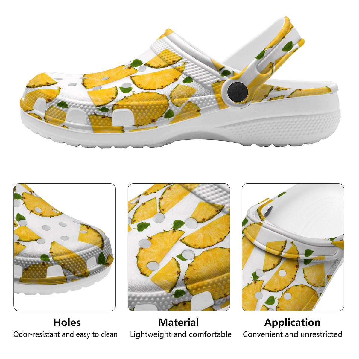 Pieces Pineapple Yellow Print Pattern Clog-grizzshop