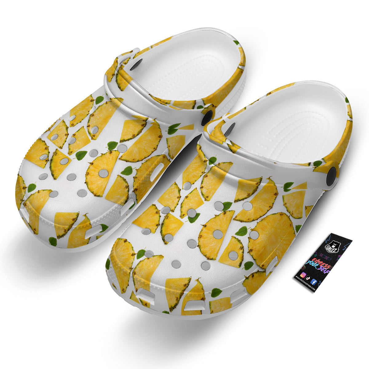 Pieces Pineapple Yellow Print Pattern Clog-grizzshop