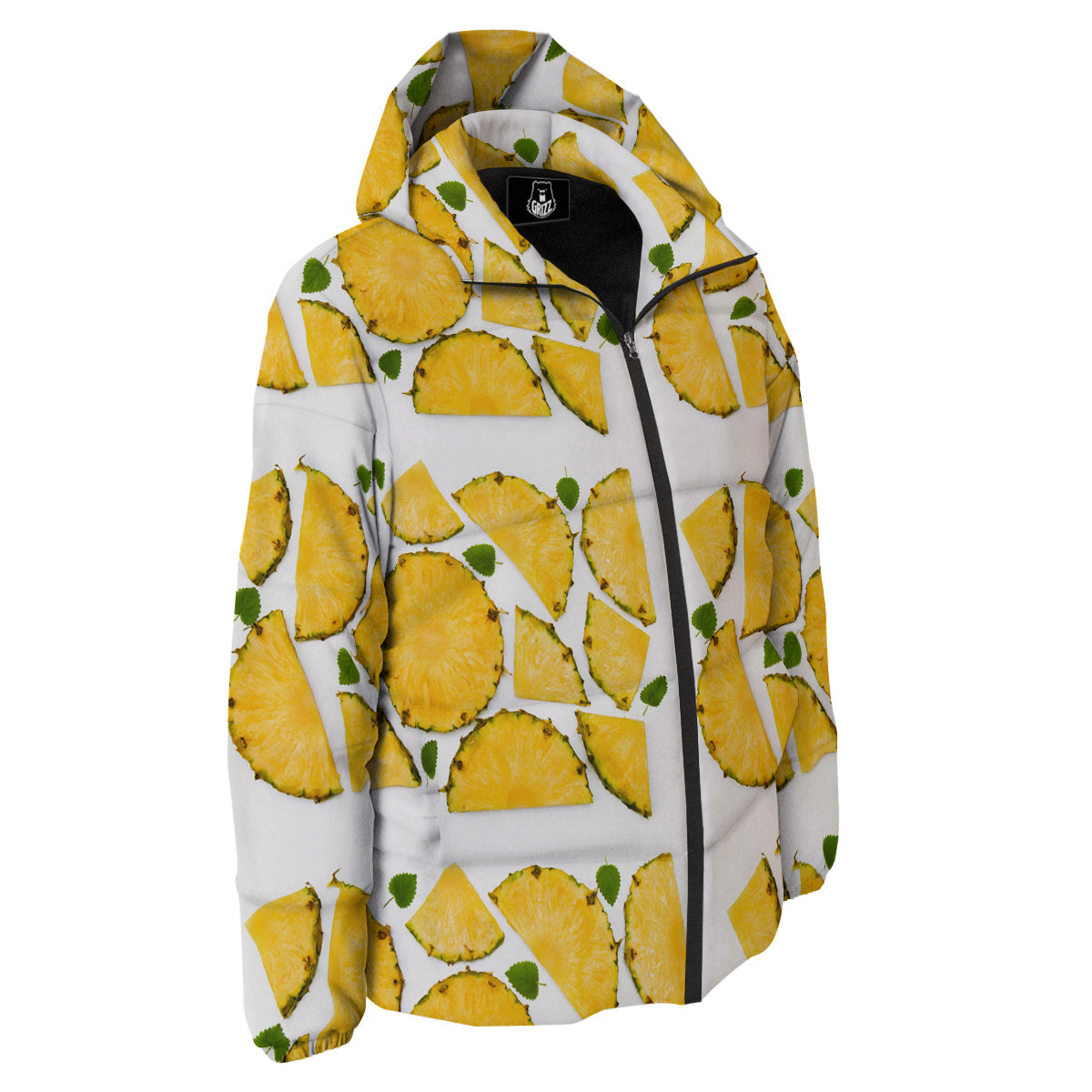 Pieces Pineapple Yellow Print Pattern Down Jacket-grizzshop
