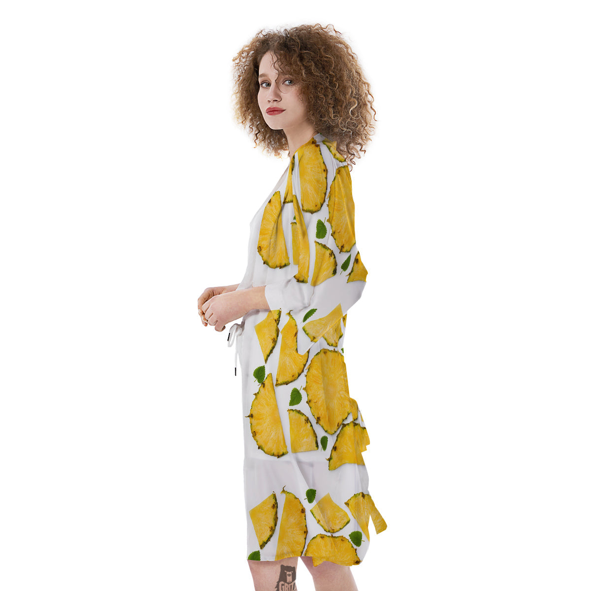 Pieces Pineapple Yellow Print Pattern Kimono-grizzshop