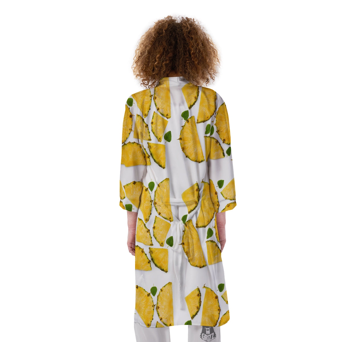 Pieces Pineapple Yellow Print Pattern Kimono-grizzshop