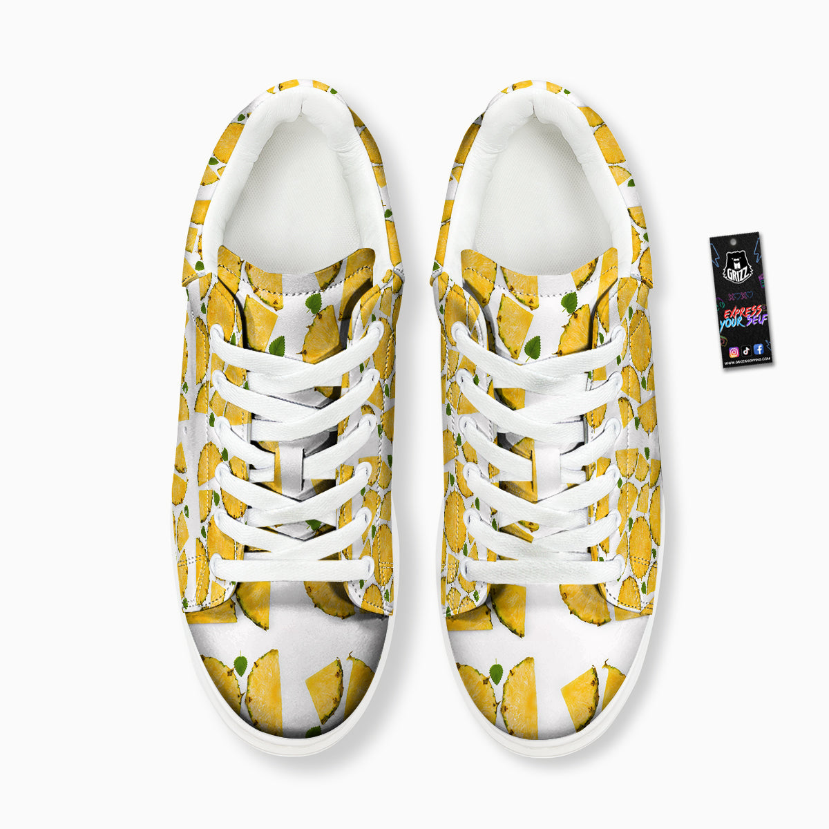Pieces Pineapple Yellow Print Pattern Platform Shoes-grizzshop