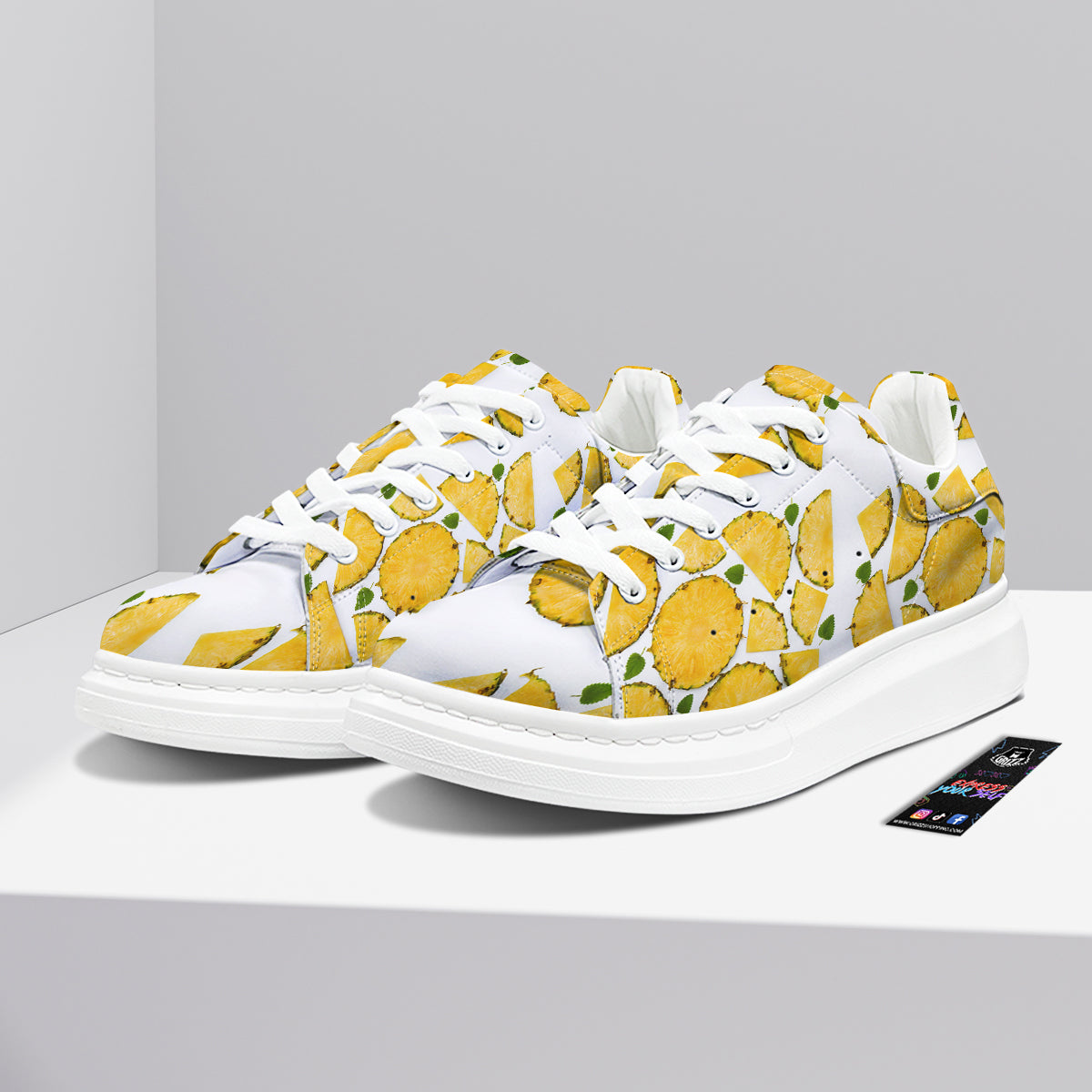 Pieces Pineapple Yellow Print Pattern Platform Shoes-grizzshop