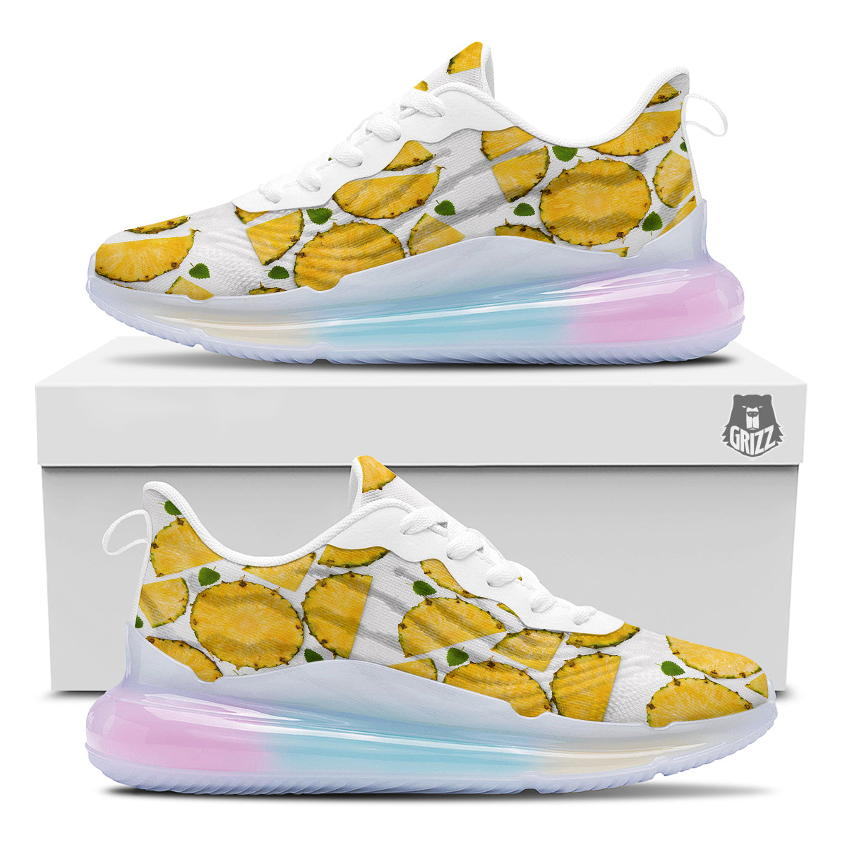 Pieces Pineapple Yellow Print Pattern Running Sneakers-grizzshop