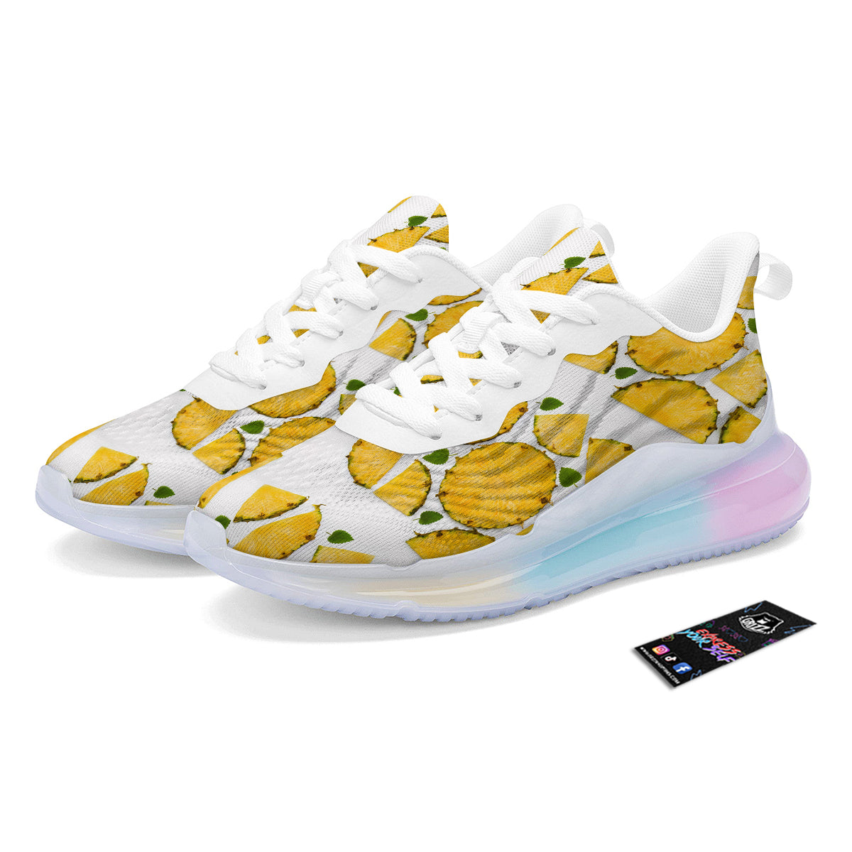Pieces Pineapple Yellow Print Pattern Running Sneakers-grizzshop