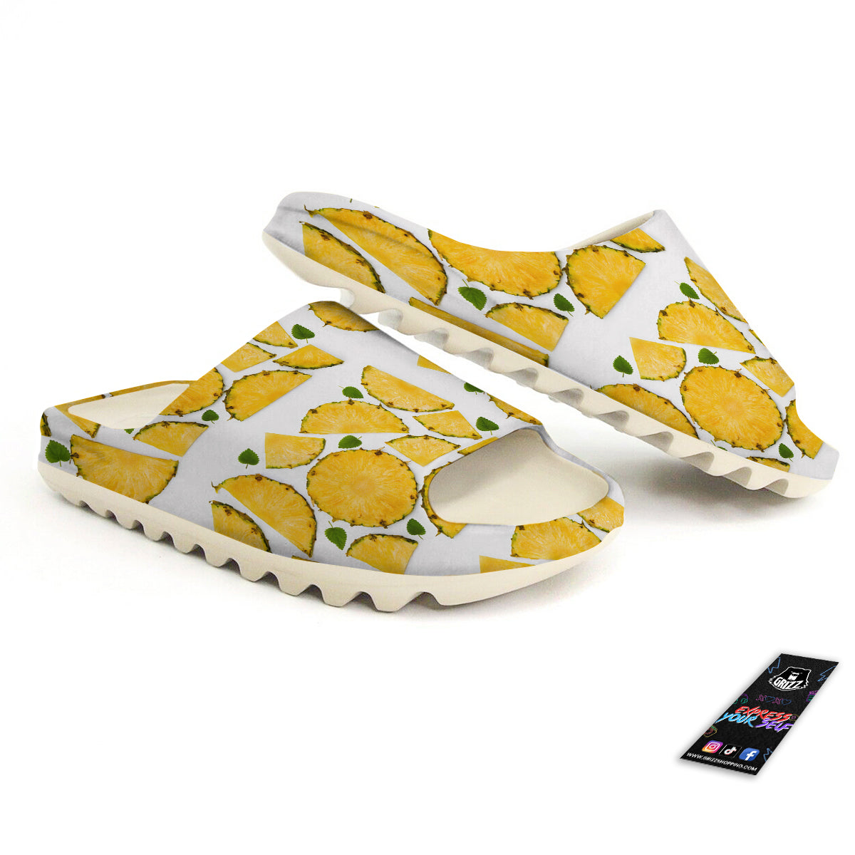 Pieces Pineapple Yellow Print Pattern Sandals-grizzshop