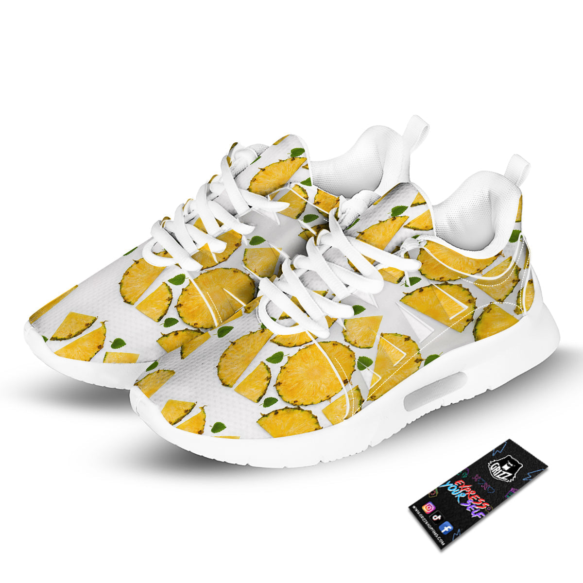 Pieces Pineapple Yellow Print Pattern Tennis Shoes-grizzshop