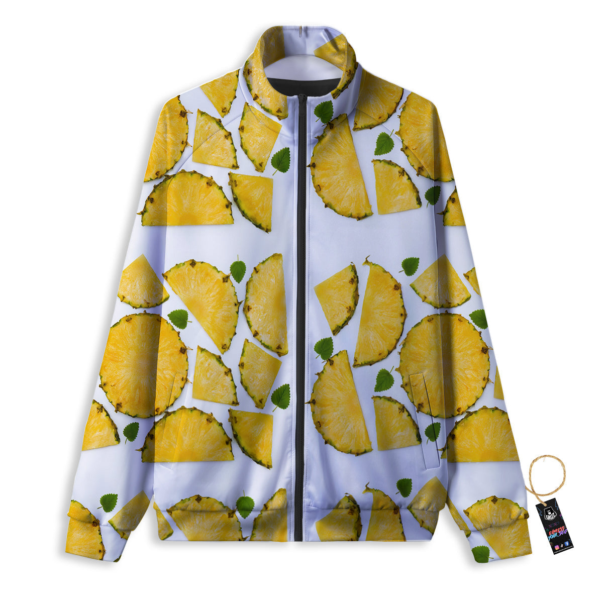 Pieces Pineapple Yellow Print Pattern Track Jacket-grizzshop