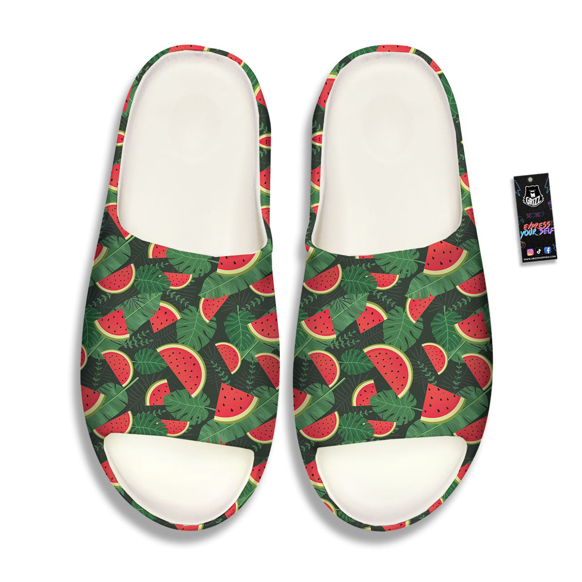 Pieces Leaf Watermelon Print Pattern Sandals-grizzshop