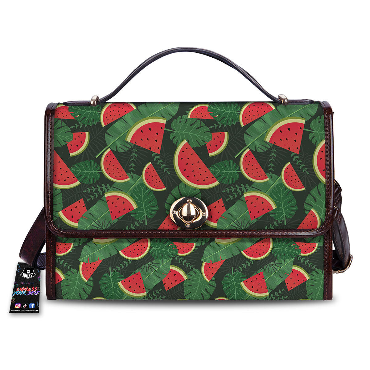 Pieces Leaf Watermelon Print Pattern Women's Satchel Bag
