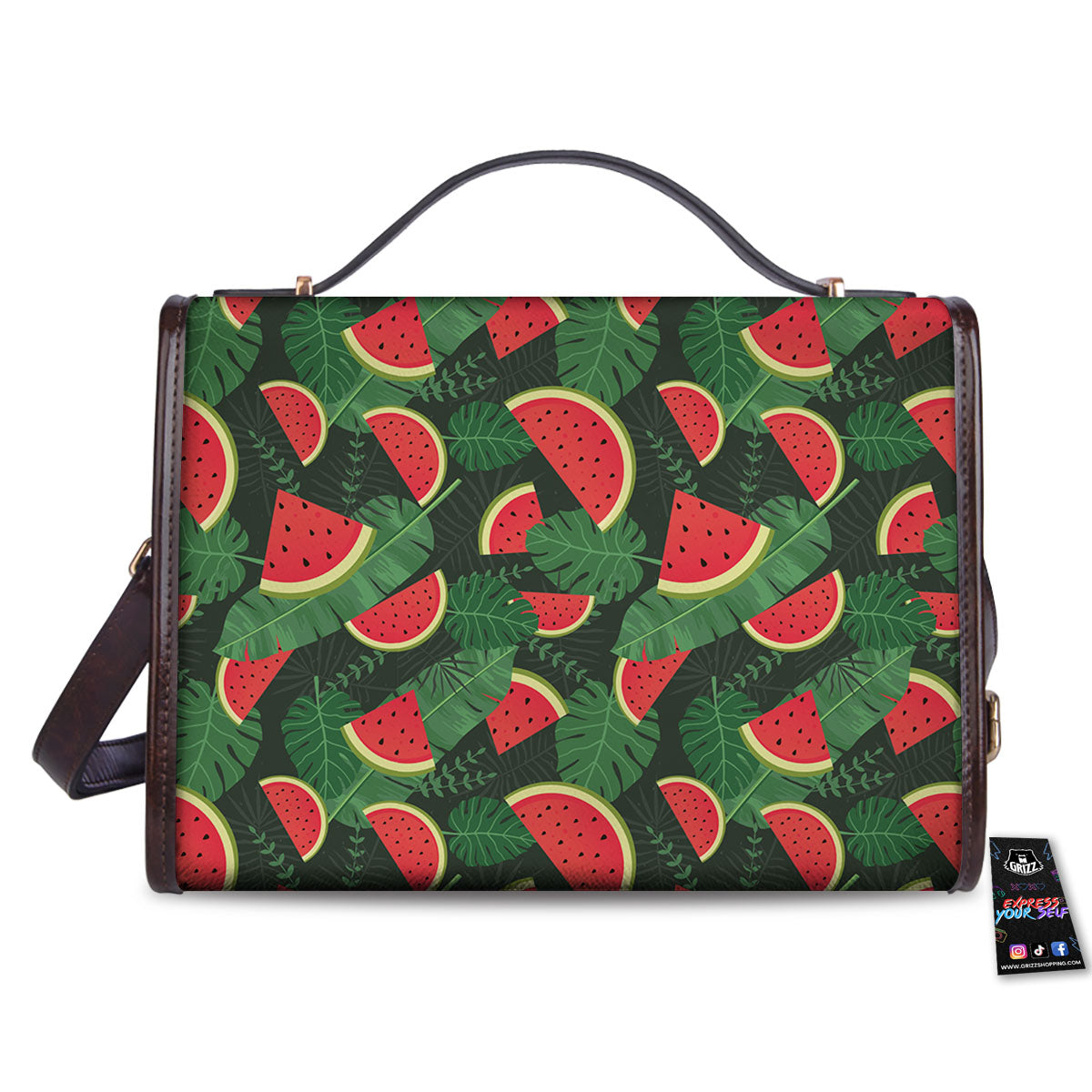 Pieces Leaf Watermelon Print Pattern Women's Satchel Bag