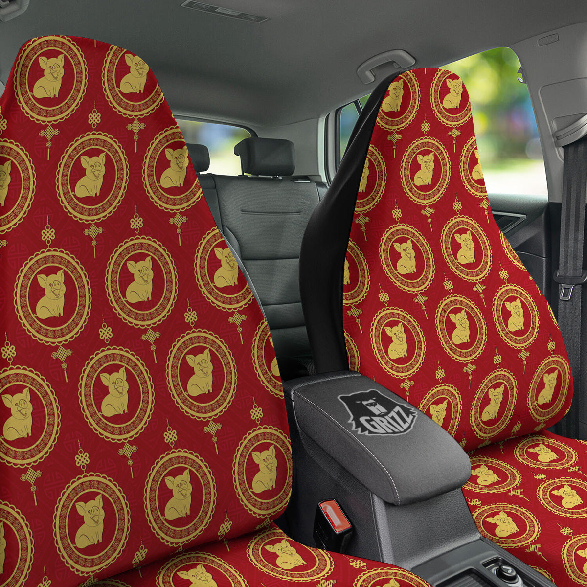 Pig And Chinese New Year Print Pattern Car Seat Covers-grizzshop