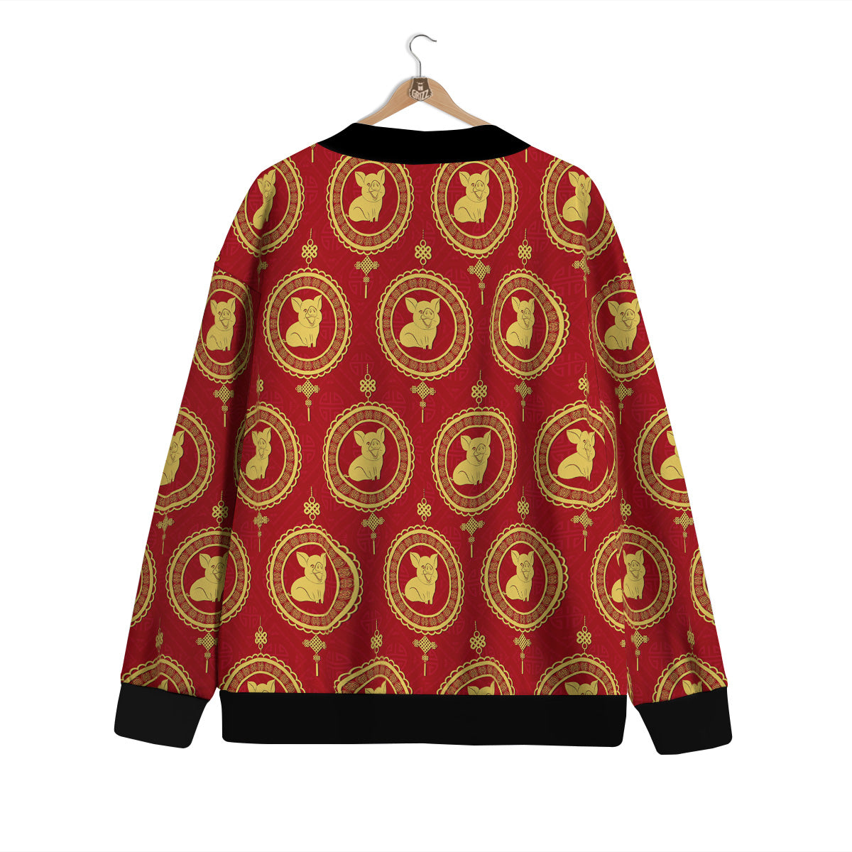 Pig And Chinese New Year Print Pattern Cardigan-grizzshop