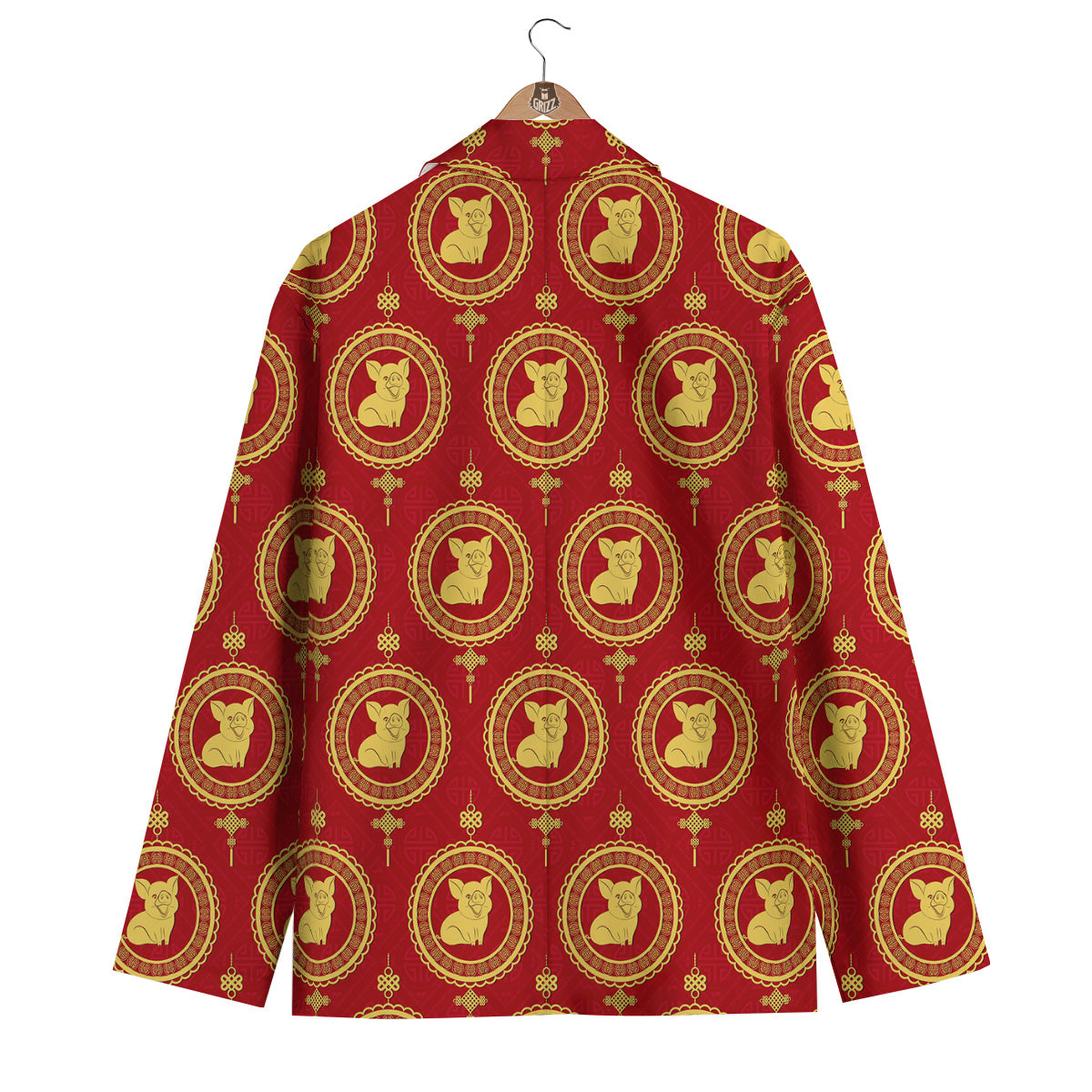 Pig And Chinese New Year Print Pattern Men's Blazer-grizzshop