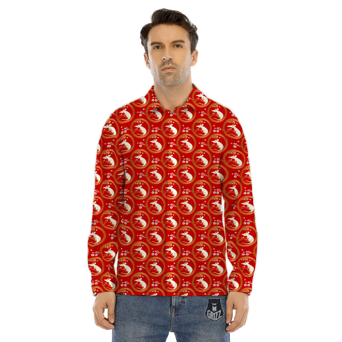 Pig And Chinese New Year Print Pattern Men's Dress Shirts-grizzshop