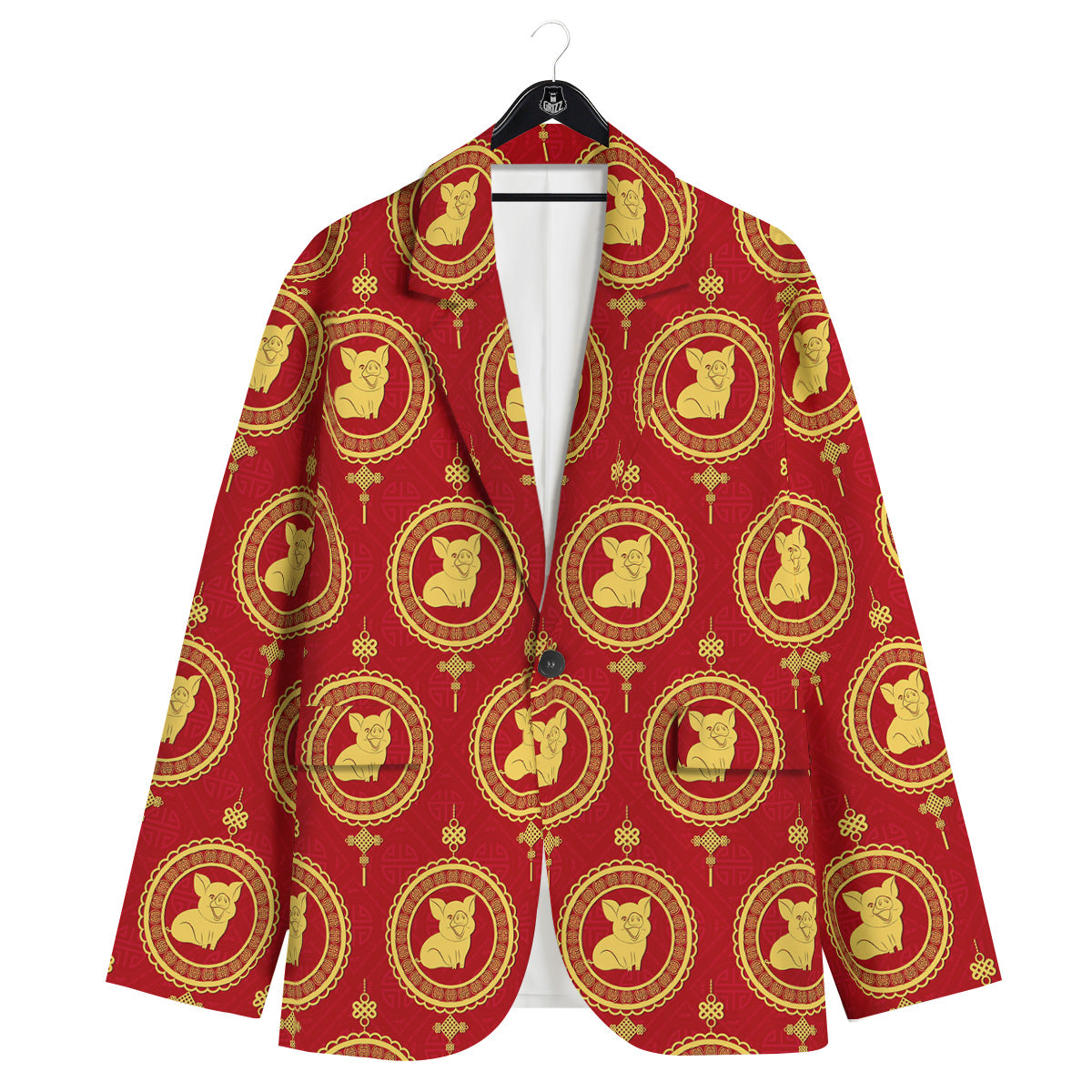 Pig And Chinese New Year Print Pattern Men's Sport Coat-grizzshop