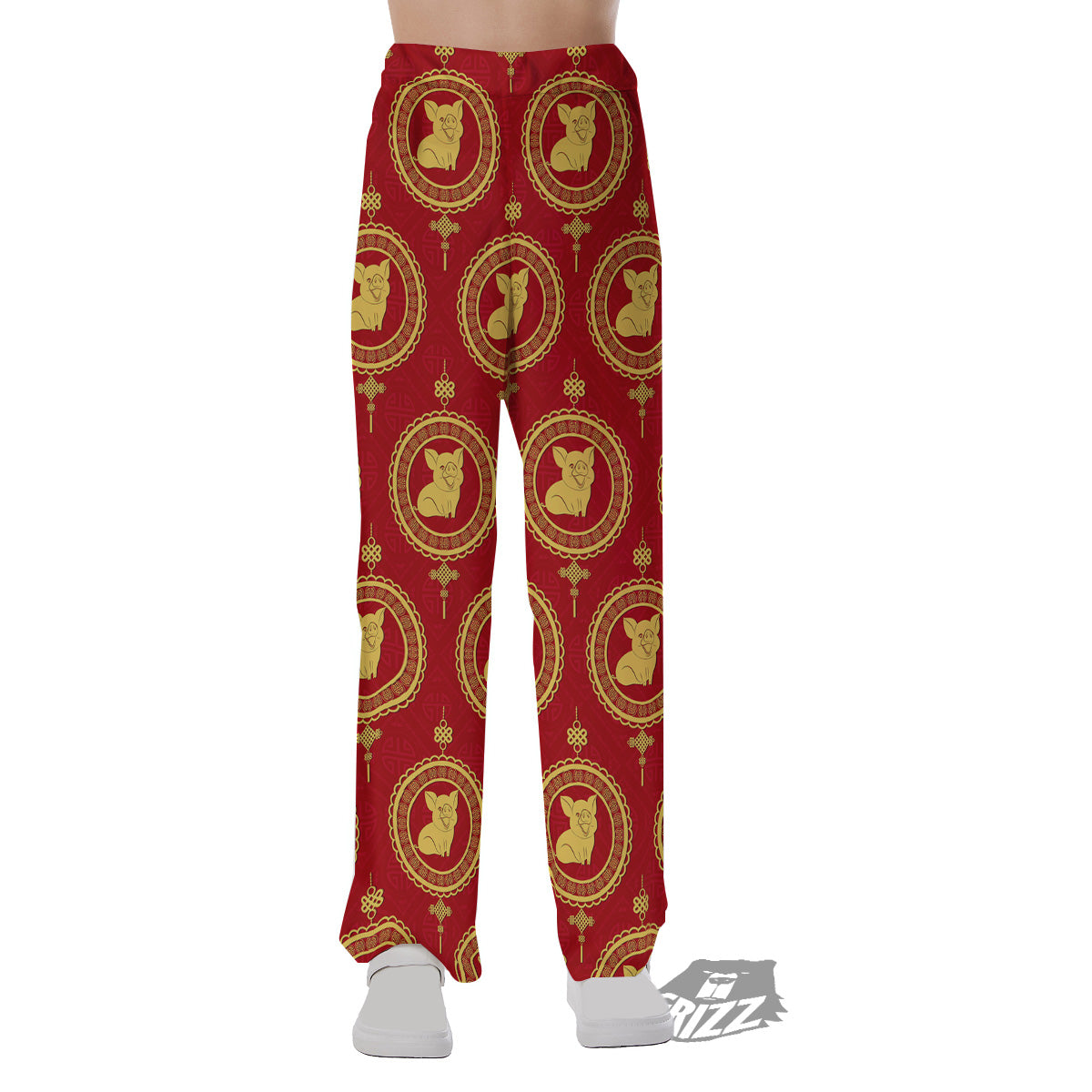 Pig And Chinese New Year Print Pattern Pajama Pants-grizzshop
