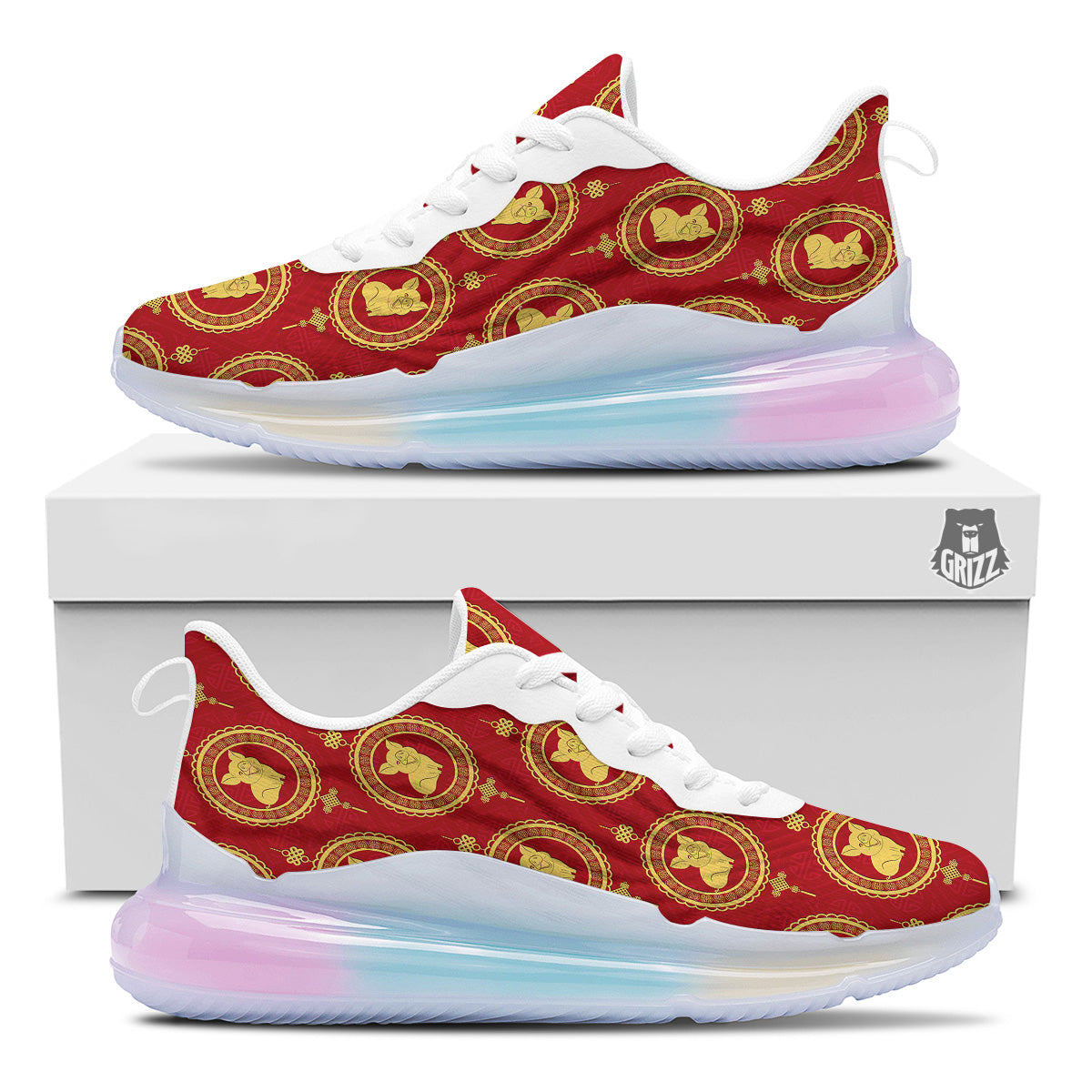 Pig And Chinese New Year Print Pattern Running Sneakers-grizzshop