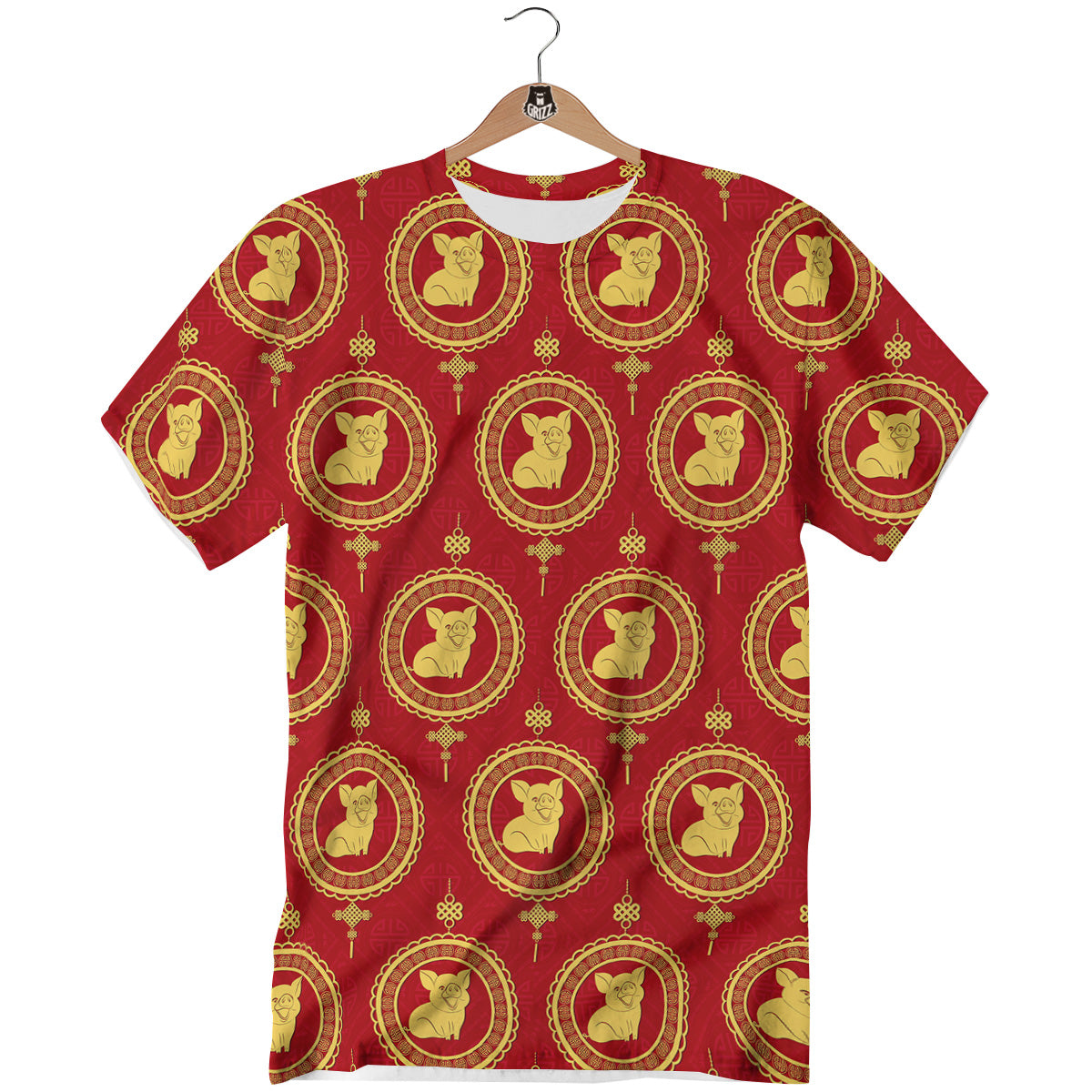 Pig And Chinese New Year Print Pattern T-Shirt-grizzshop