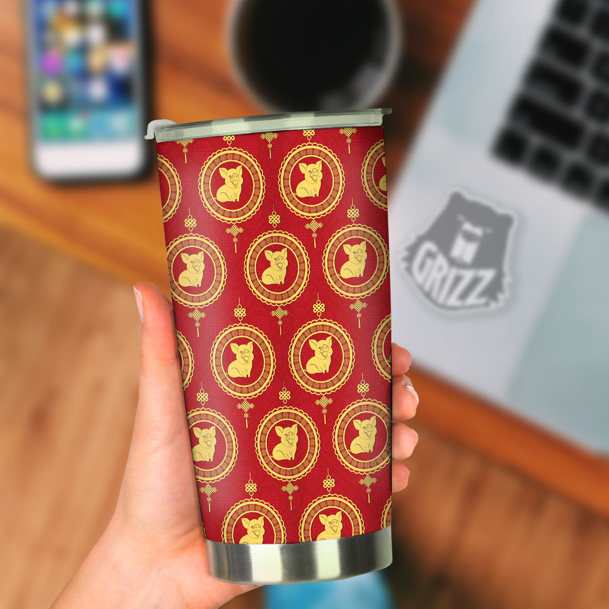 Pig And Chinese New Year Print Pattern Tumbler-grizzshop