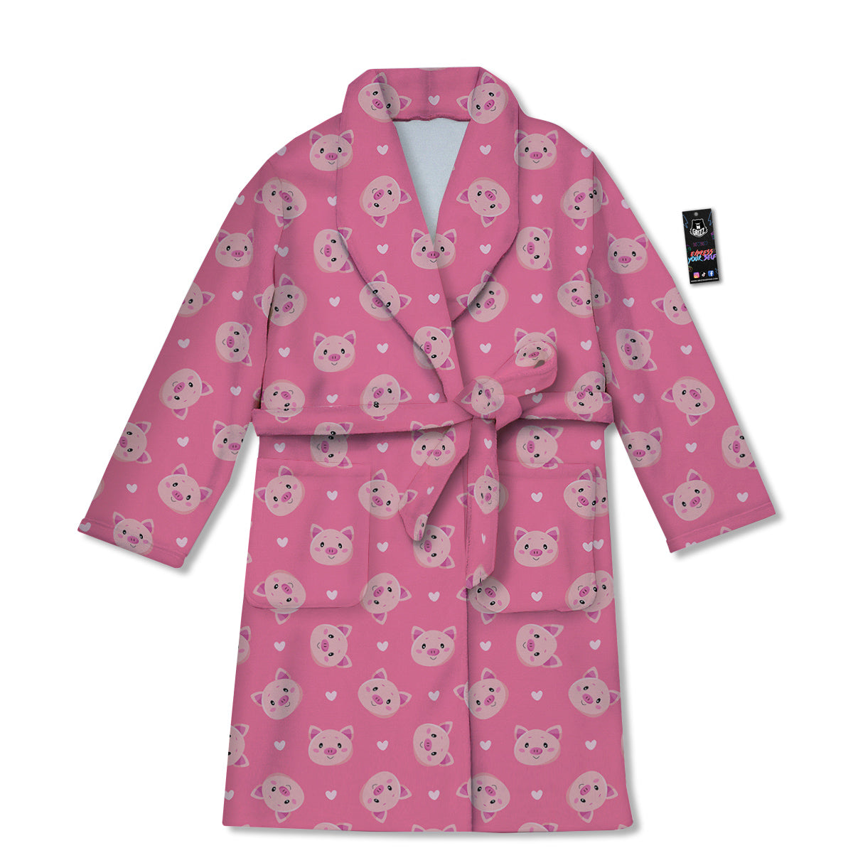 Pig Cute Cartoon Print Pattern Bathrobe-grizzshop