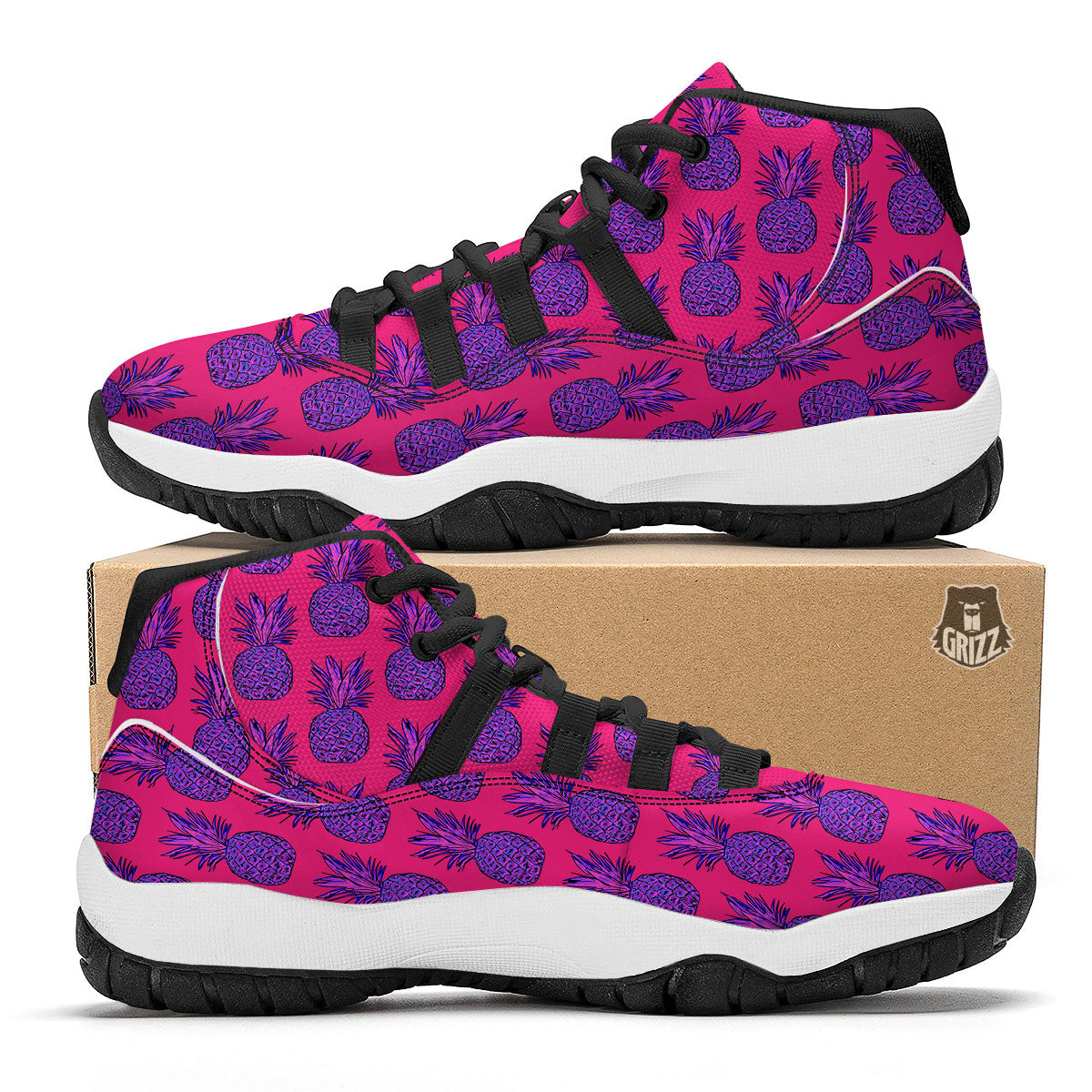 Pig Cute Cartoon Print Pattern Black Bball Shoes-grizzshop