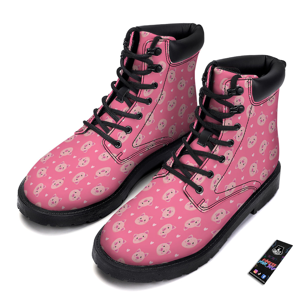 Pig Cute Cartoon Print Pattern Boots-grizzshop