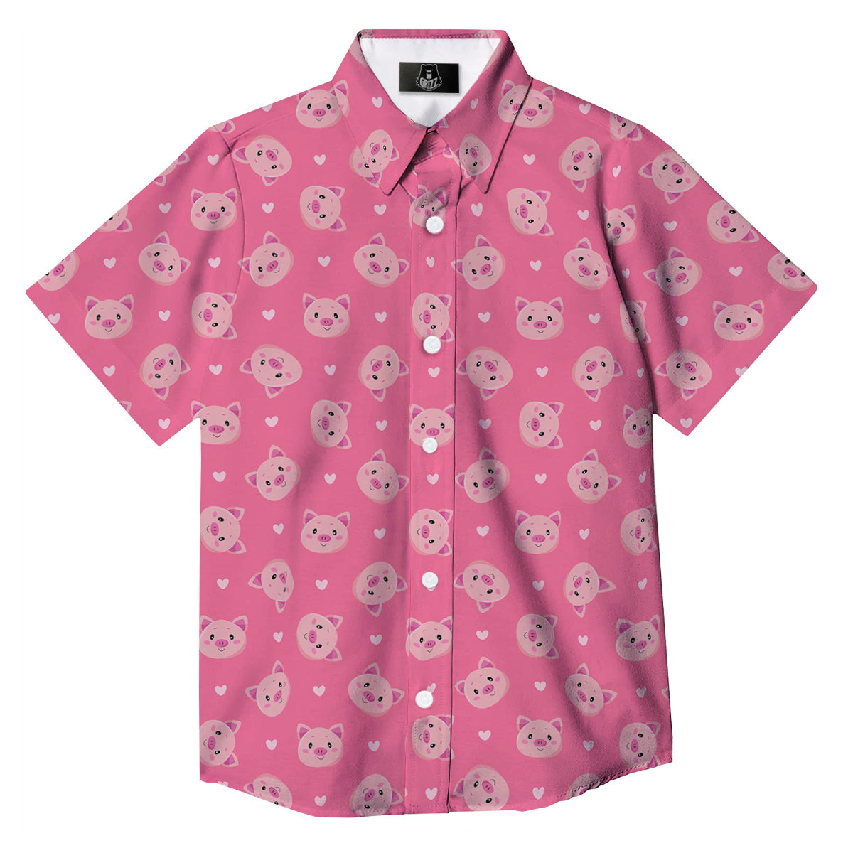 Pig Cute Cartoon Print Pattern Button Up Shirt-grizzshop