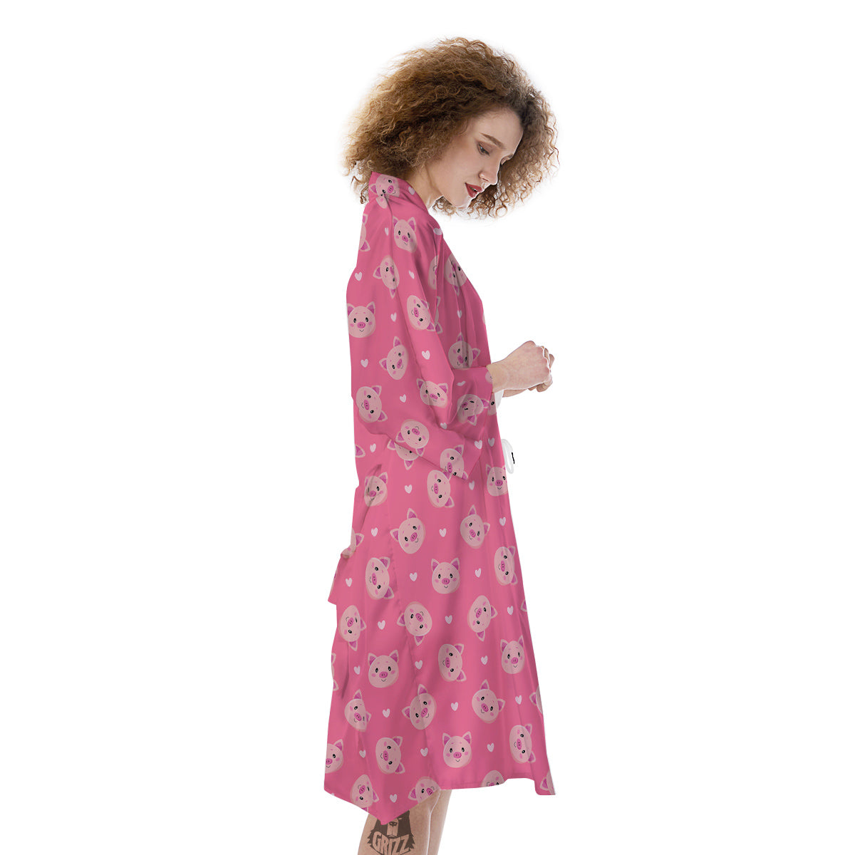 Pig Cute Cartoon Print Pattern Kimono-grizzshop