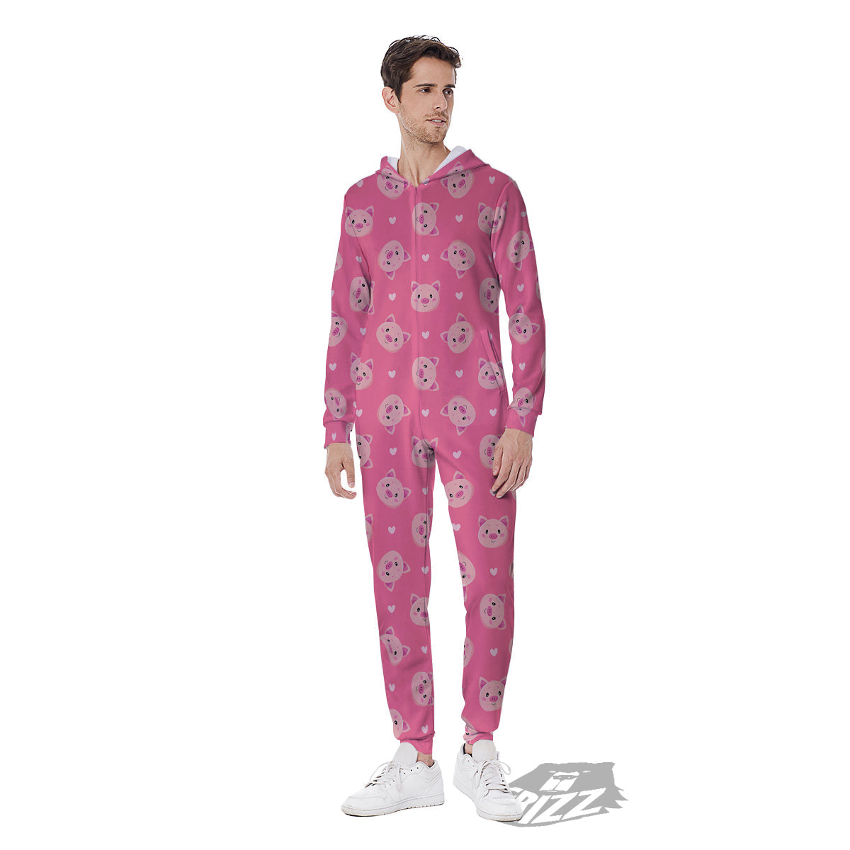 Pig Cute Cartoon Print Pattern Men's Jumpsuit-grizzshop
