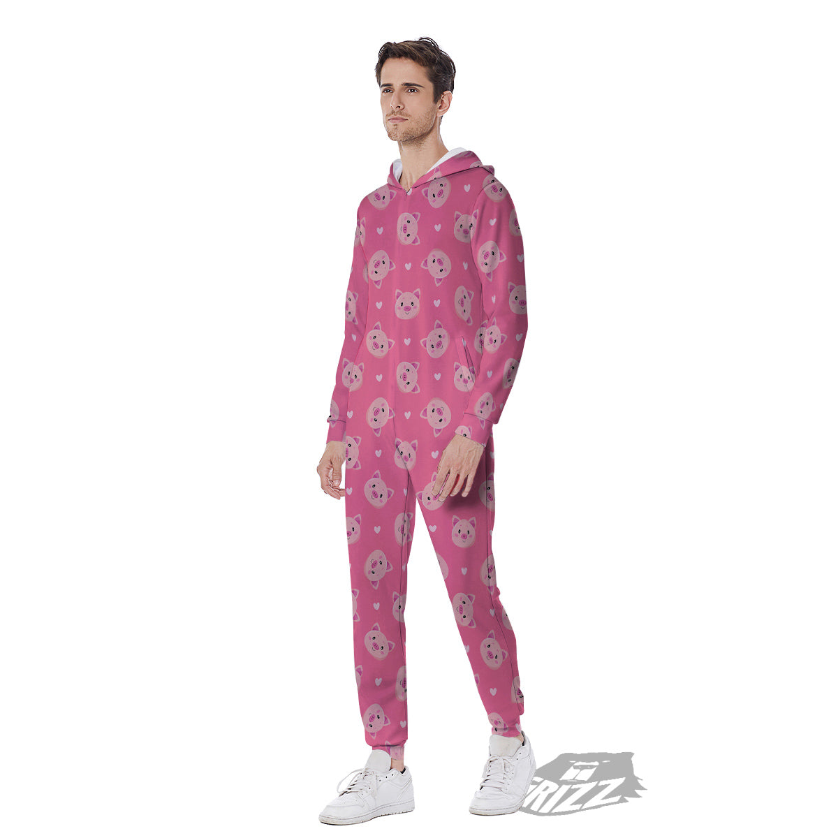 Pig Cute Cartoon Print Pattern Men's Jumpsuit-grizzshop